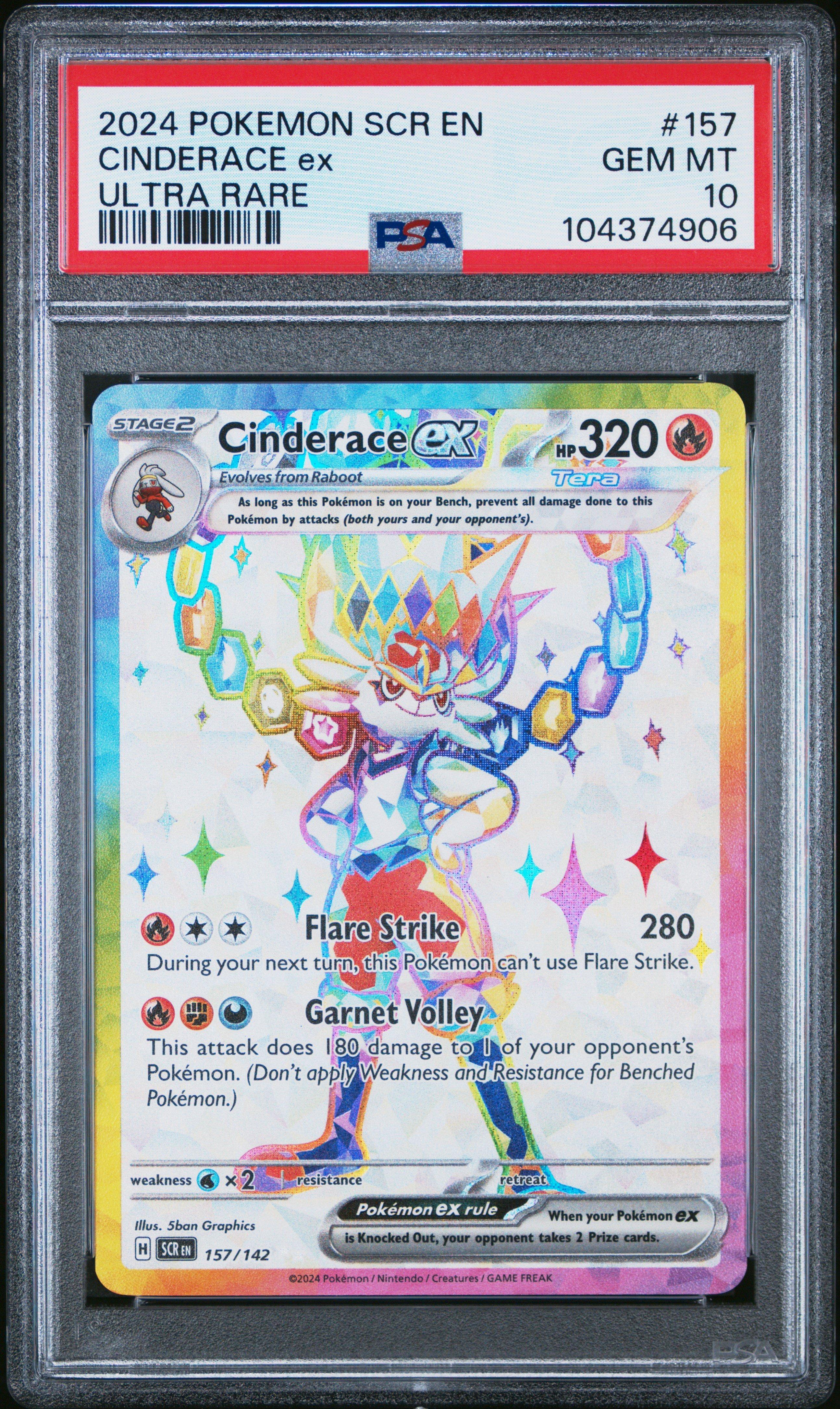 2024 Pokemon Scr En-stellar Crown 157 Cinderace Ex Ultra Rare PSA