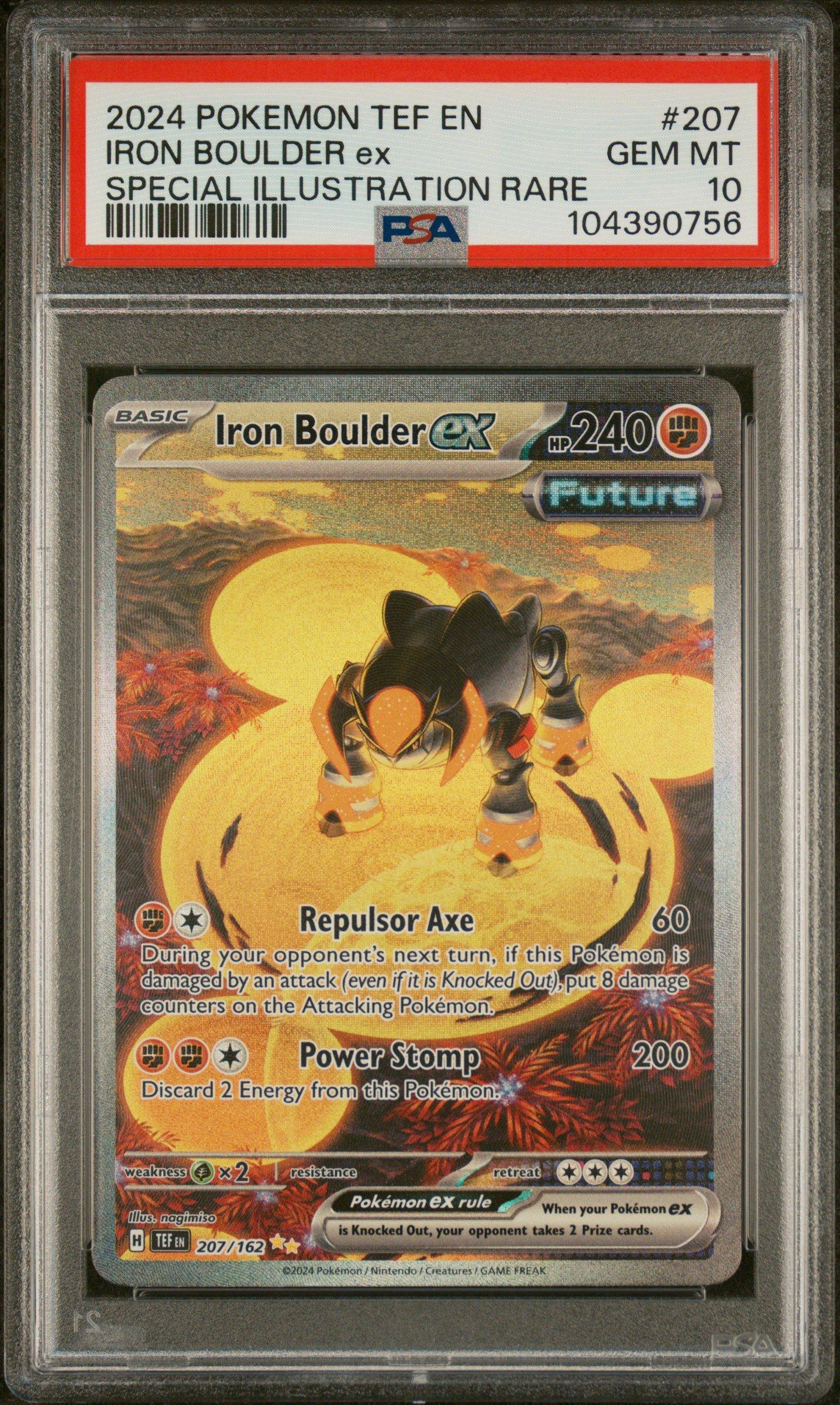 2024 Pokemon Tef En-temporal Forces 207 Iron Boulder Ex Special Illustration Rare PSA