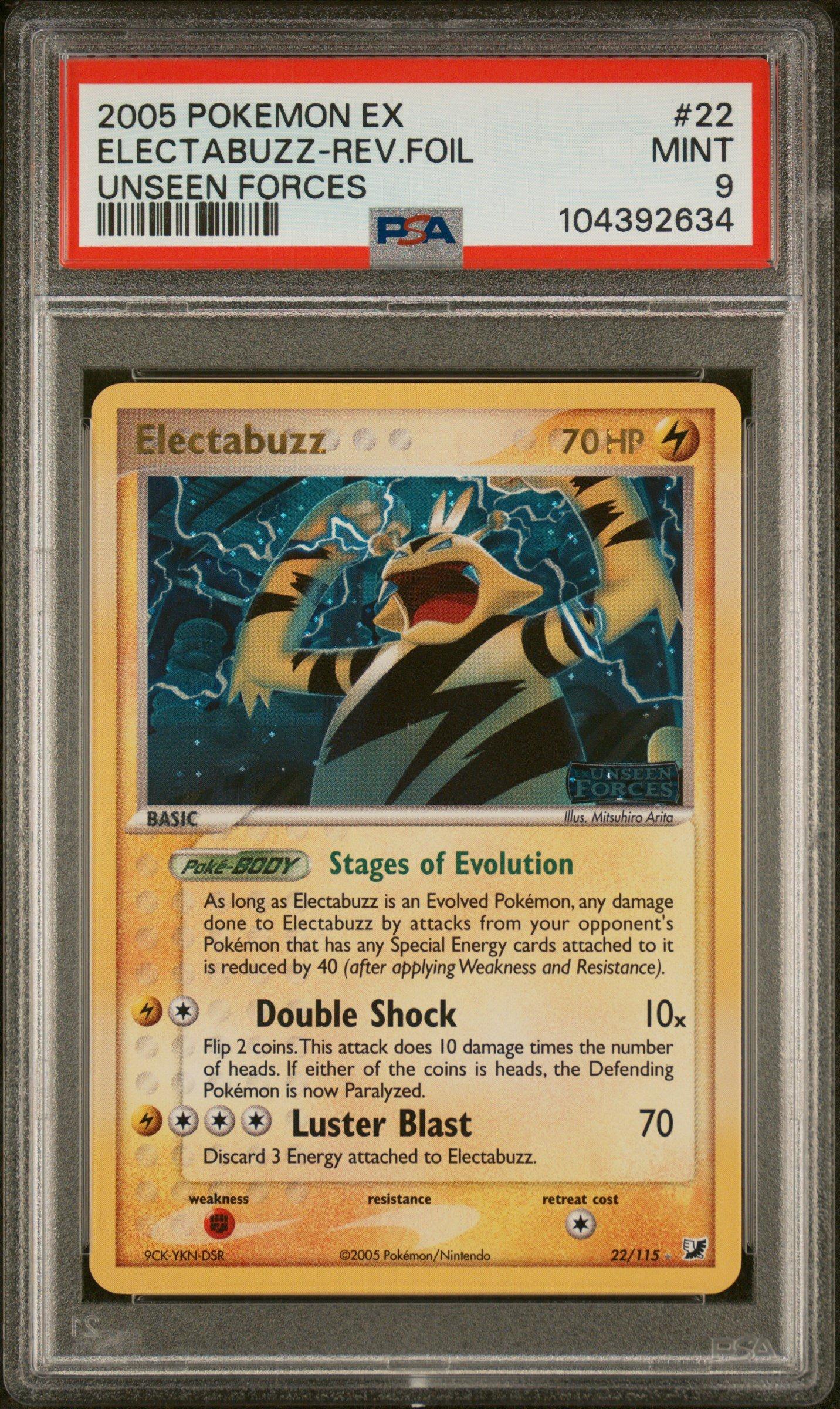 2005 Pokemon Ex Unseen Forces 22 Electabuzz-reverse Foil PSA 9