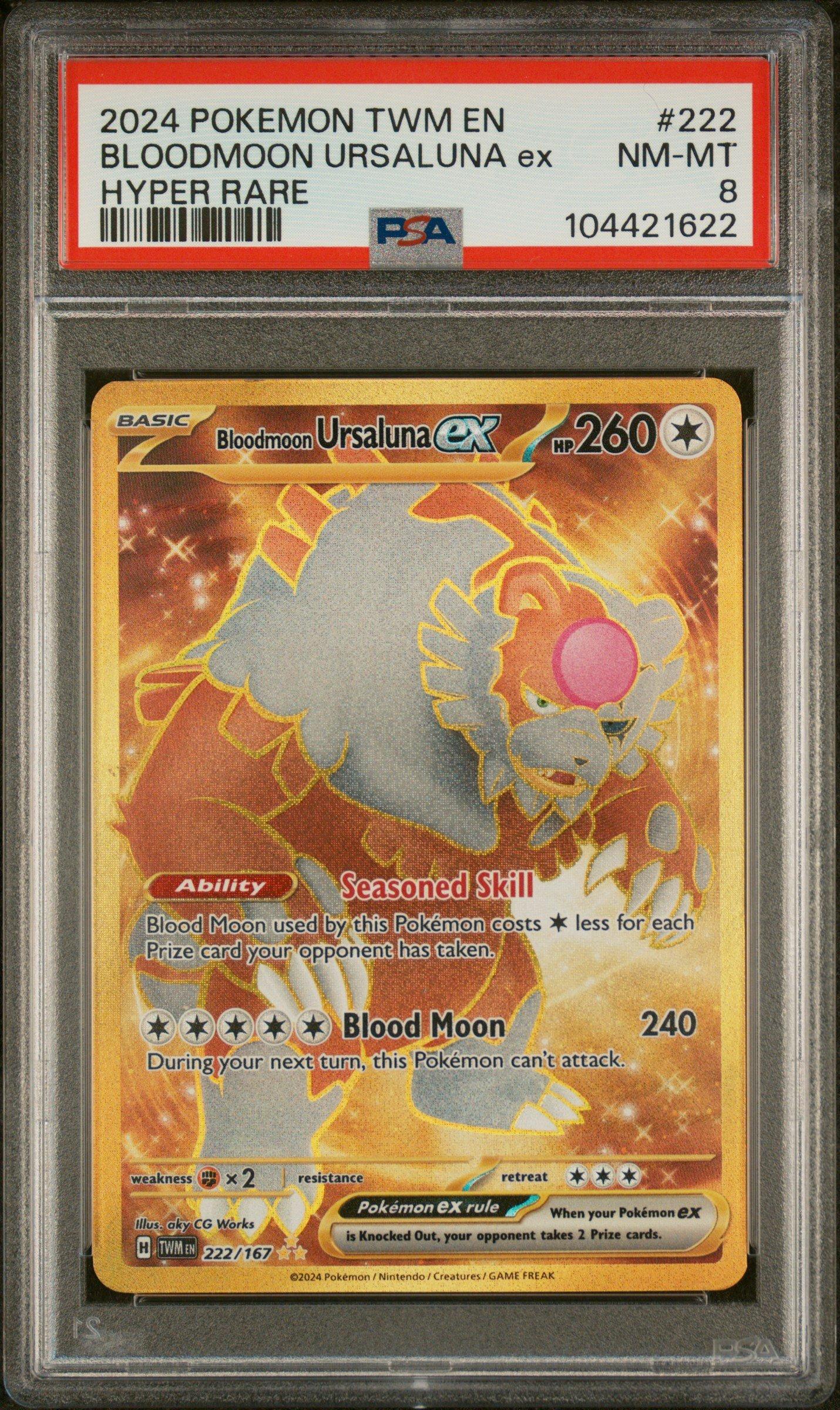 bloodmoon ursaluna pokemon card 2024 Pokemon Twm En-twilight Masquerade 222 Bloodmoon Ursaluna Ex Hyper  Rare PSA 8 Graded Card