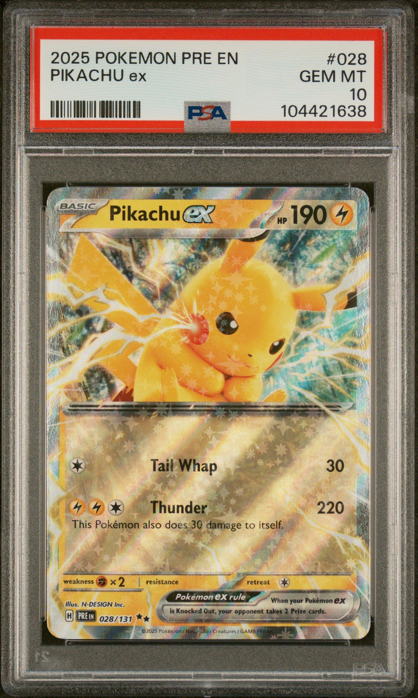 2025 Pokemon Pre En-prismatic Evolutions 028 Pikachu Ex PSA
