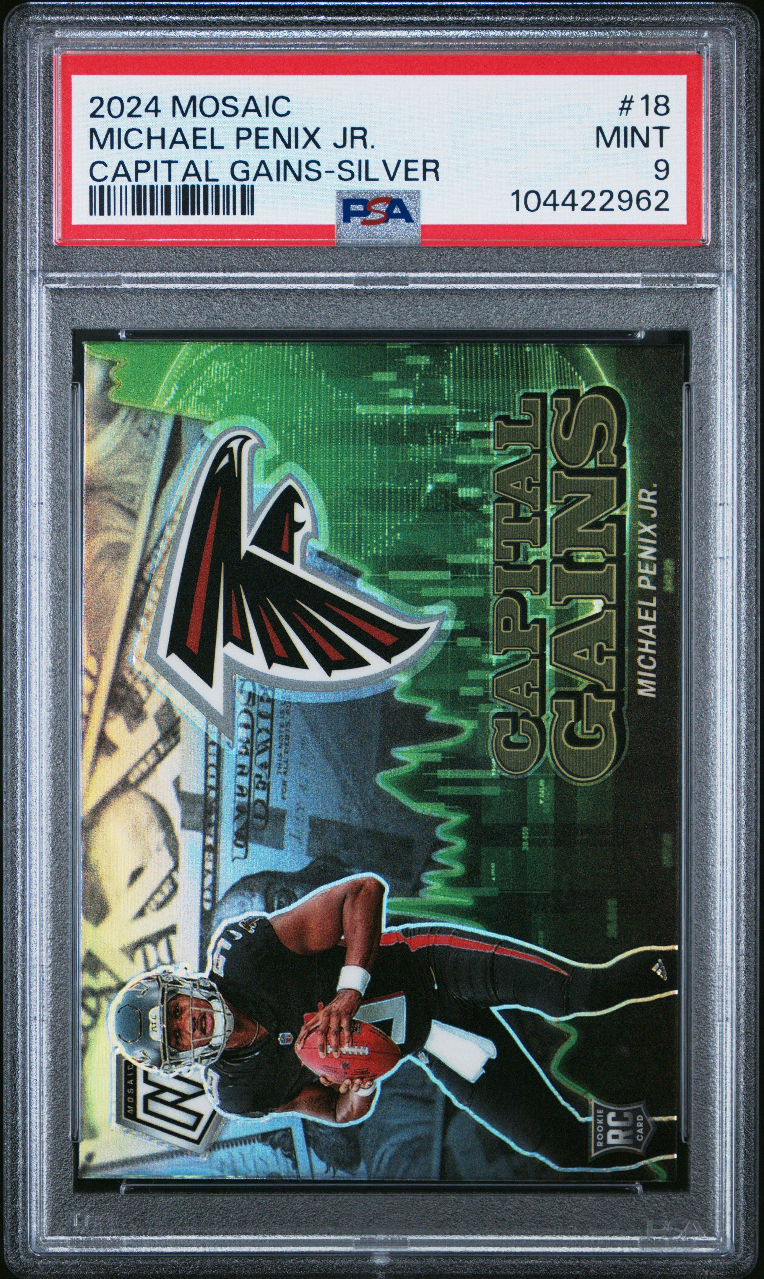 2024 Panini Mosaic Capital Gains 18 Michael Penix Jr. Silver PSA 9