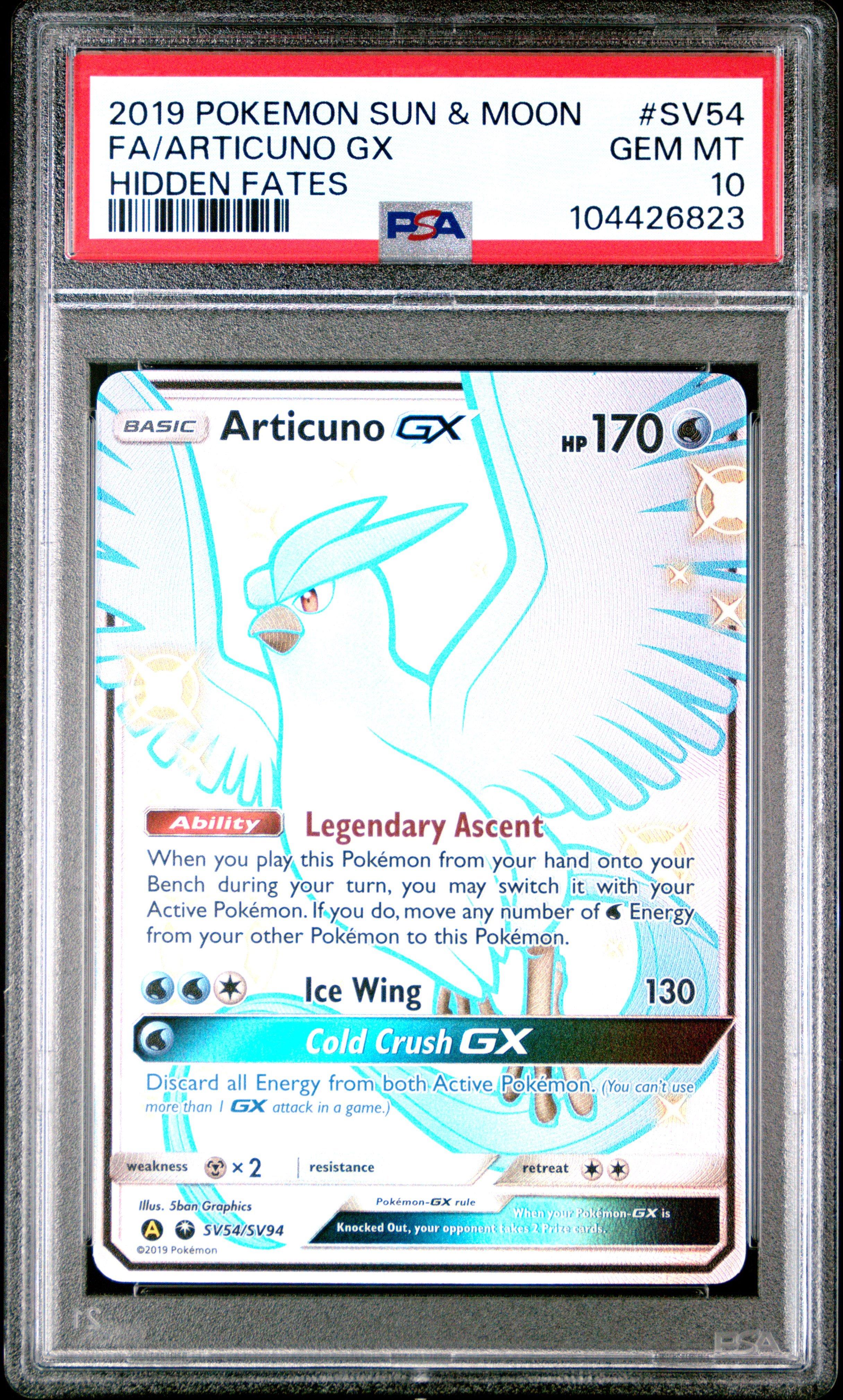 2019 Pokemon Sun & Moon Hidden Fates Sv54 Full Art/articuno Gx PSA