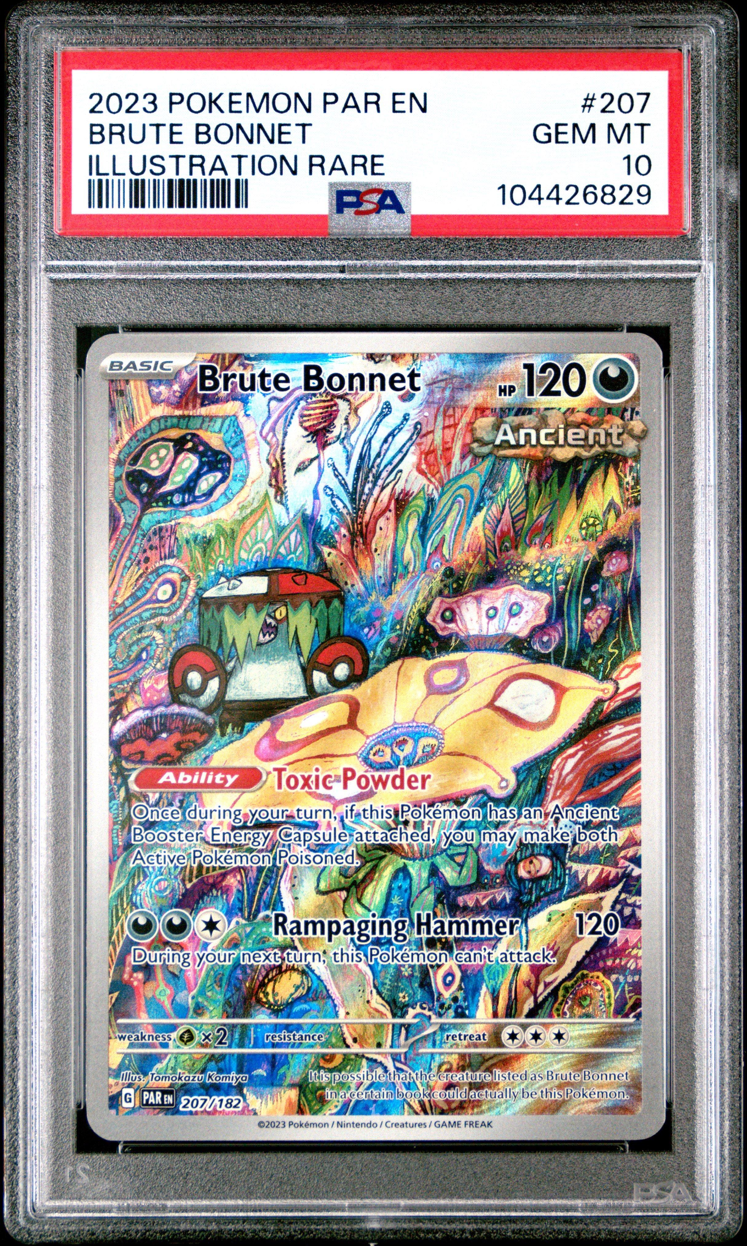 2023 Pokemon Par En-paradox Rift 207 Brute Bonnet Illustration Rare PSA