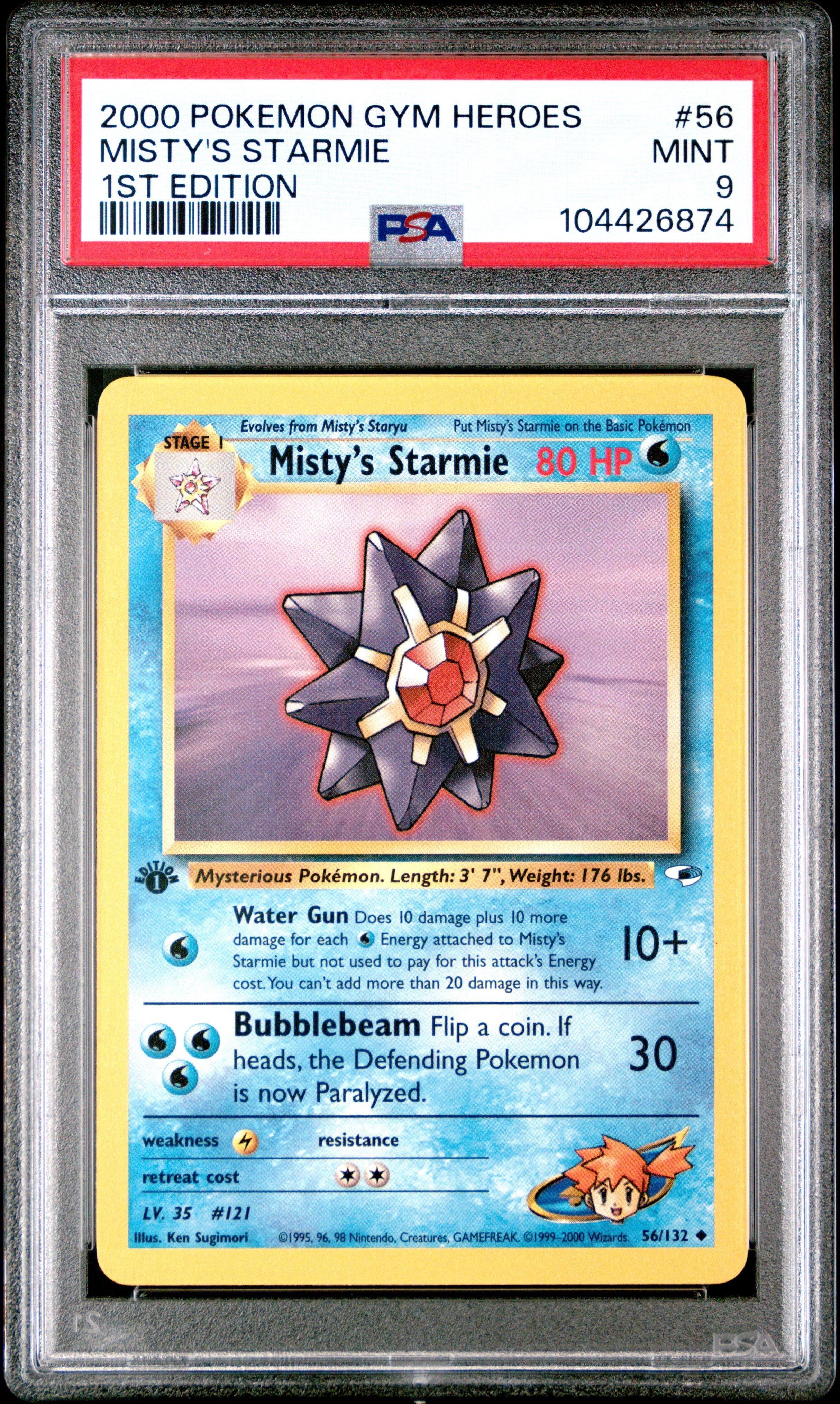 2000 Pokemon Gym Heroes 56 Misty's Starmie 1st Edition PSA