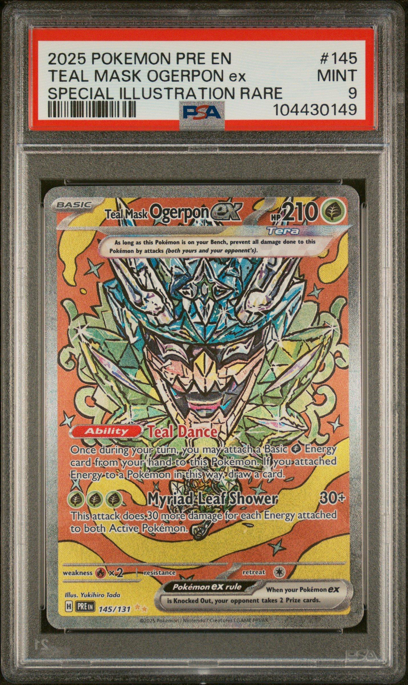 2025 Pokemon Pre En-prismatic Evolutions 145 Teal Mask Ogerpon Ex Special Illustration Rare PSA