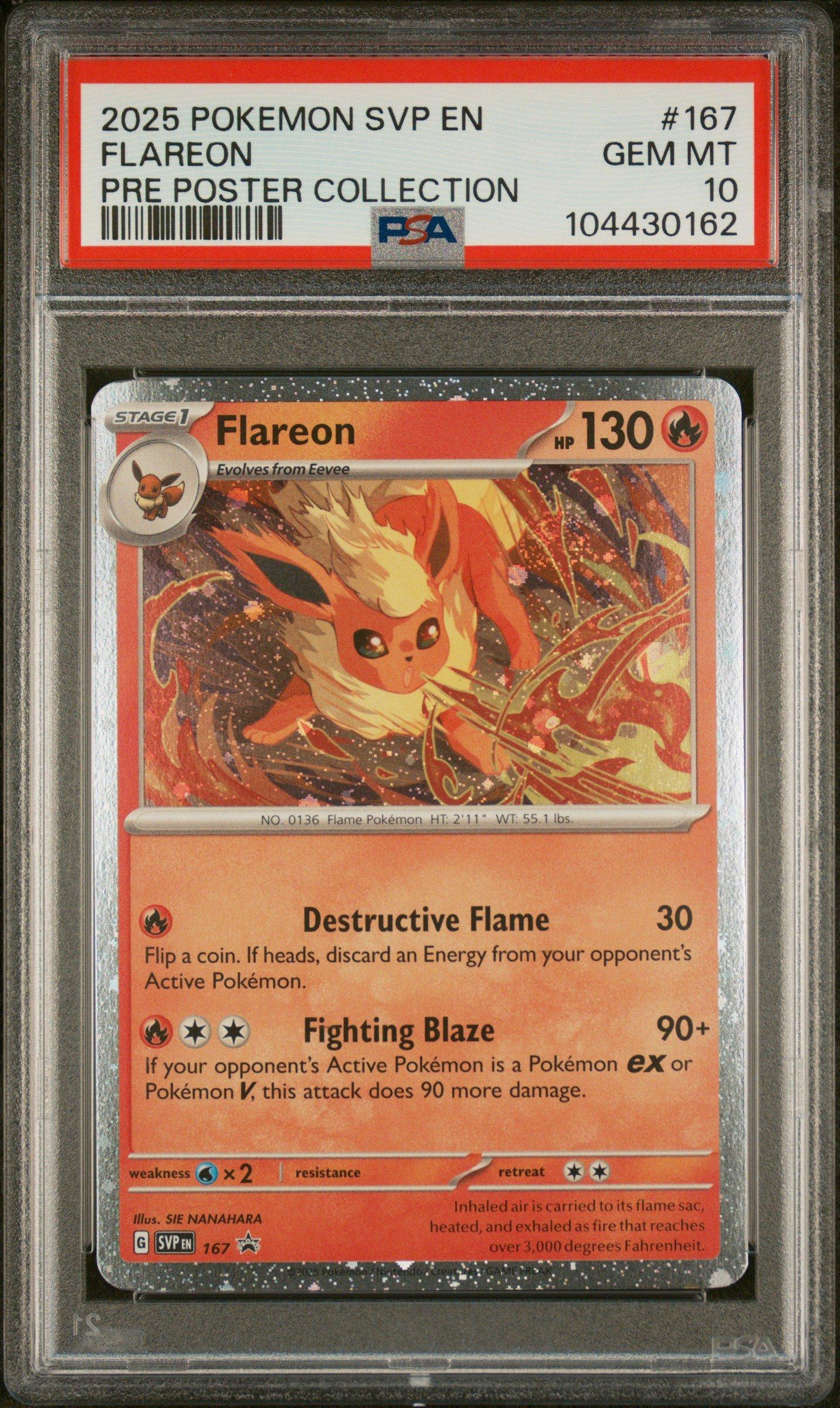 2025 Pokemon Svp En-sv Black Star Promo 167 Flareon Prismatic Evolutions Poster Collection PSA