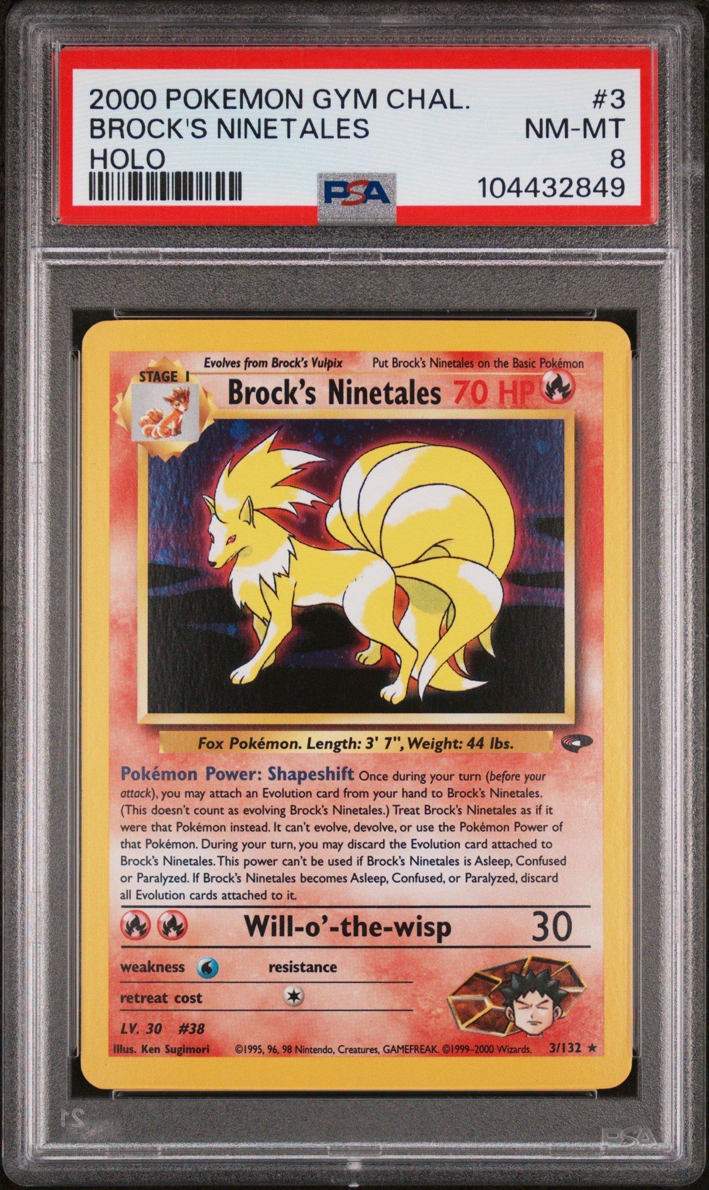 2000 Pokemon Gym Challenge 3 Brock's Ninetales Holo PSA 8