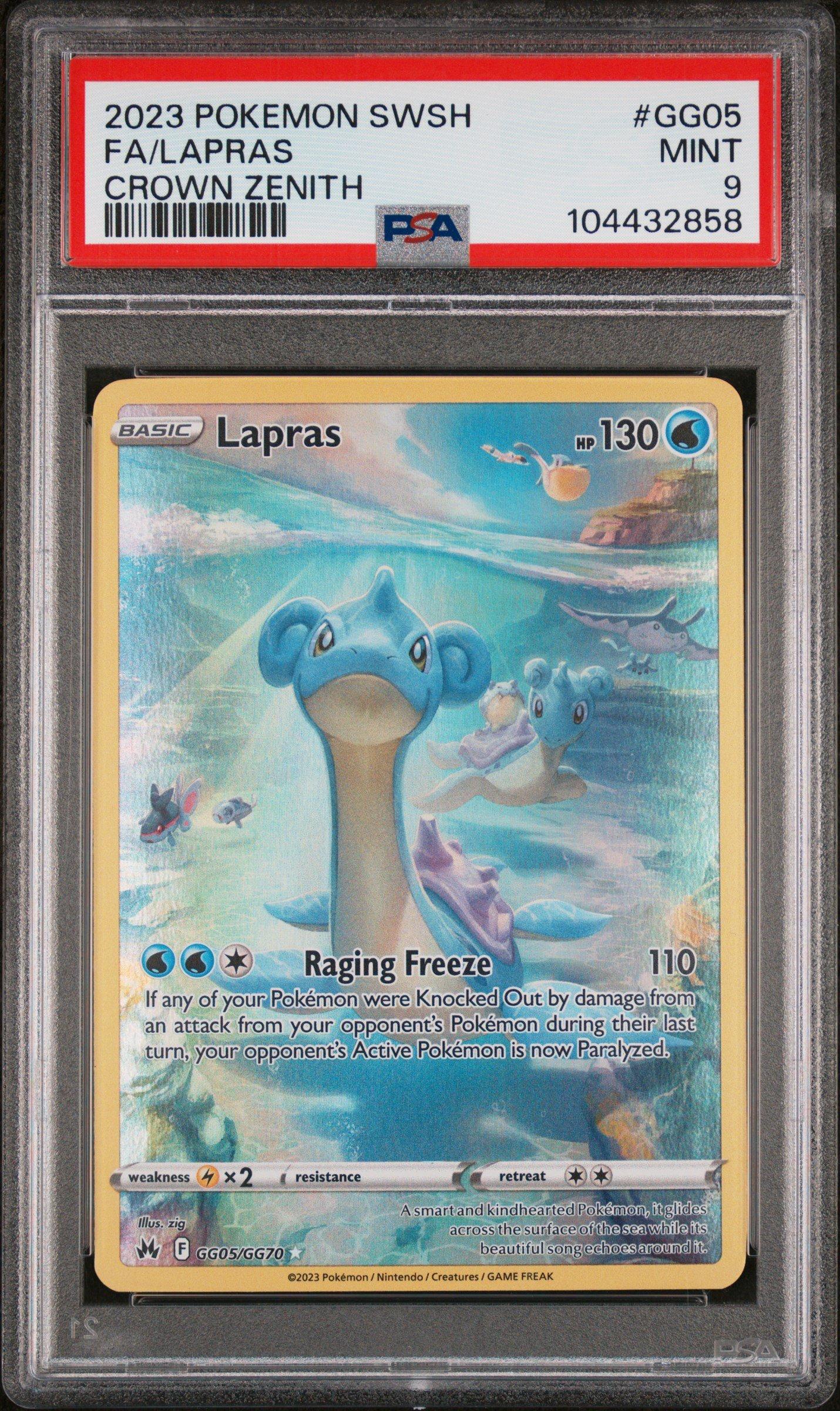 2023 Pokemon Sword And Shield Crown Zenith Gg05 Full Art/lapras PSA