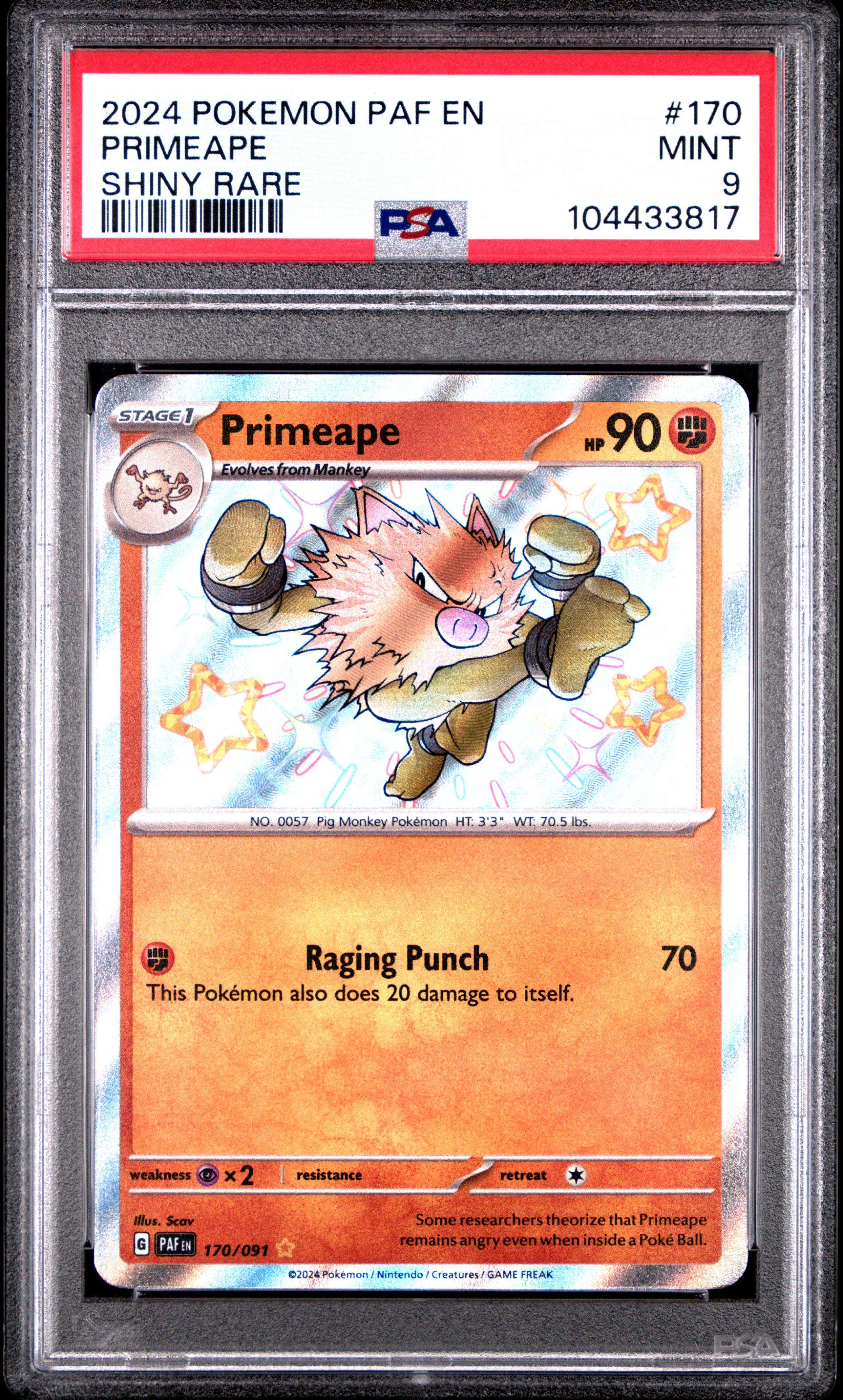 2024 Pokemon Paf En-paldean Fates 170 Primeape Shiny Rare PSA