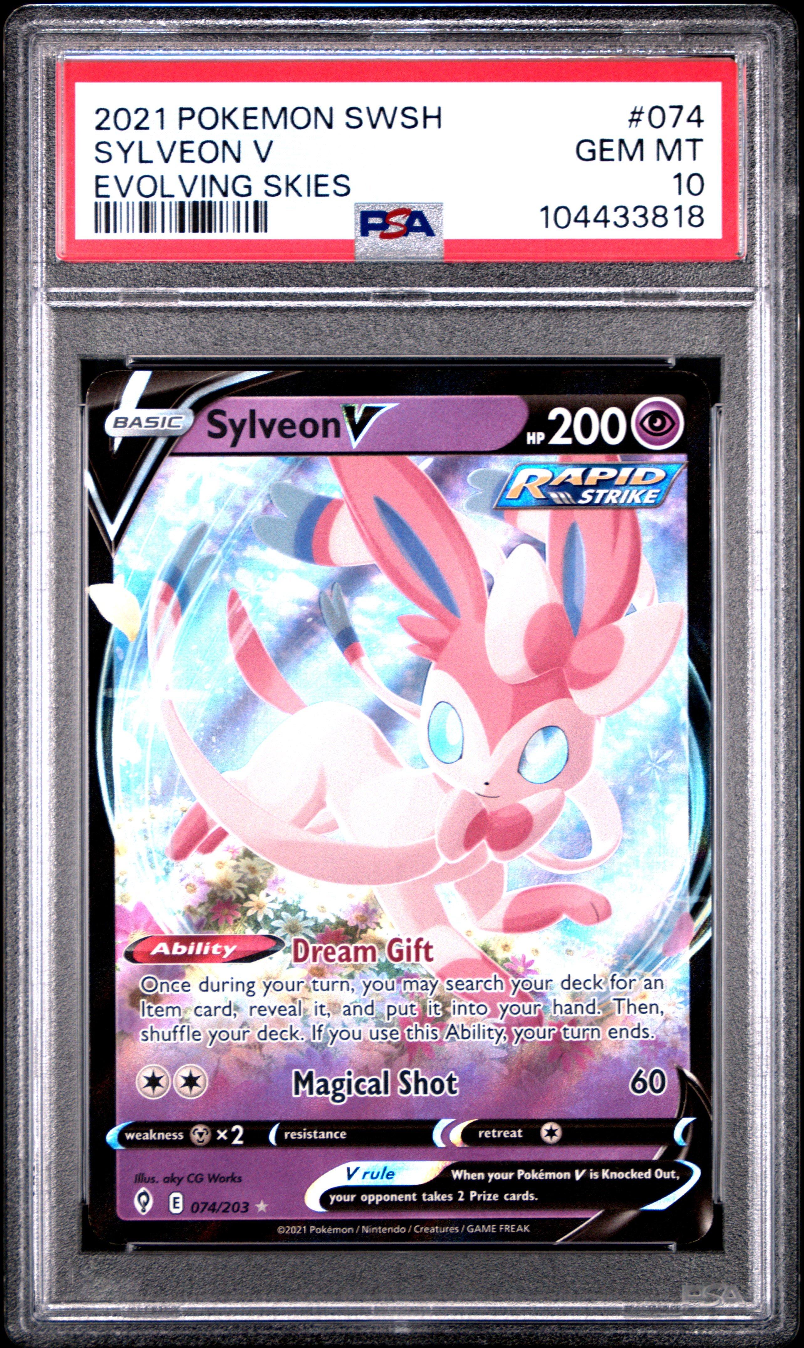 2021 Pokemon Sword & Shield Evolving Skies 074 Sylveon V PSA 10