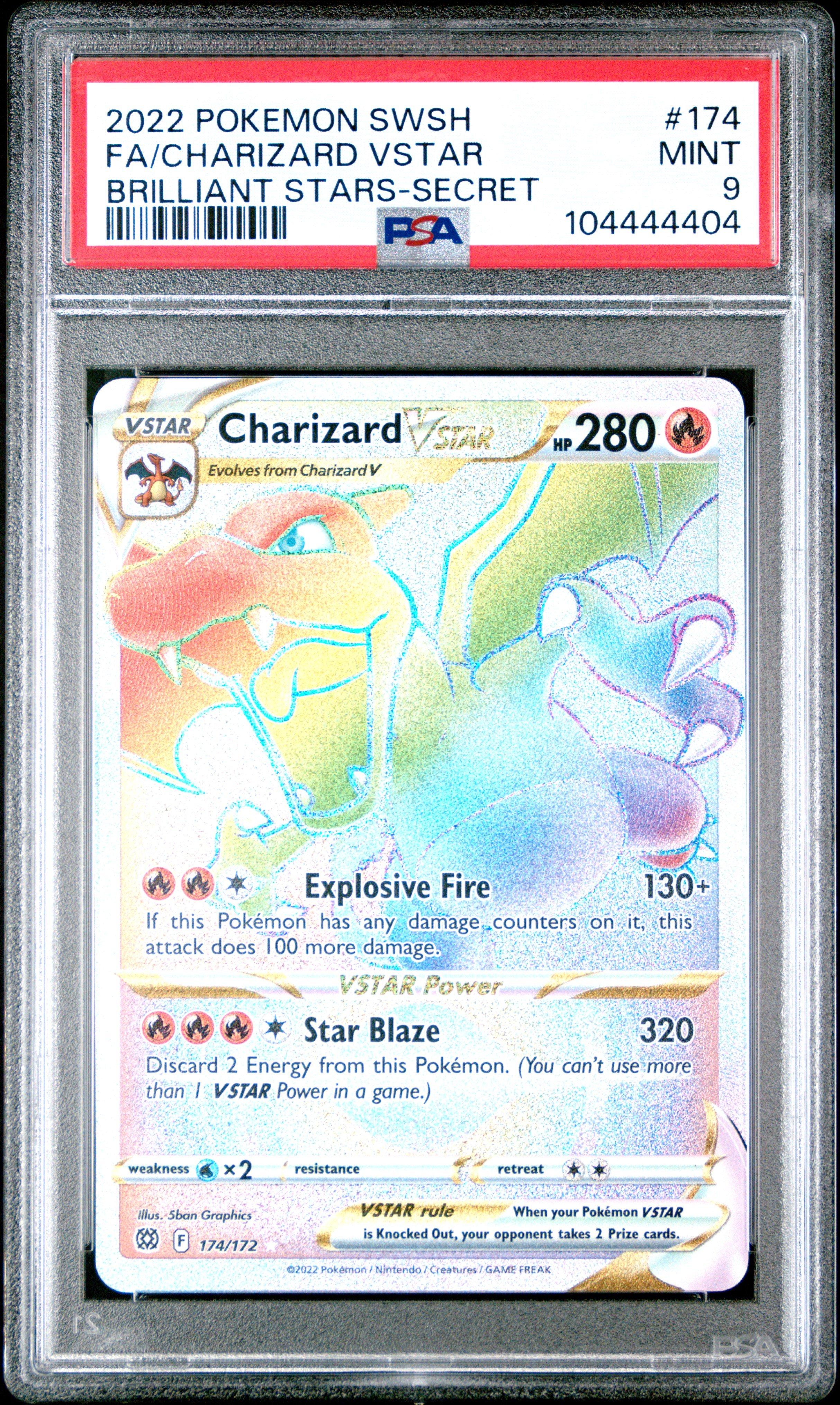 2022 Pokemon Sword & Shield Brilliant Stars 174 Full Art/charizard Vstar Secret PSA