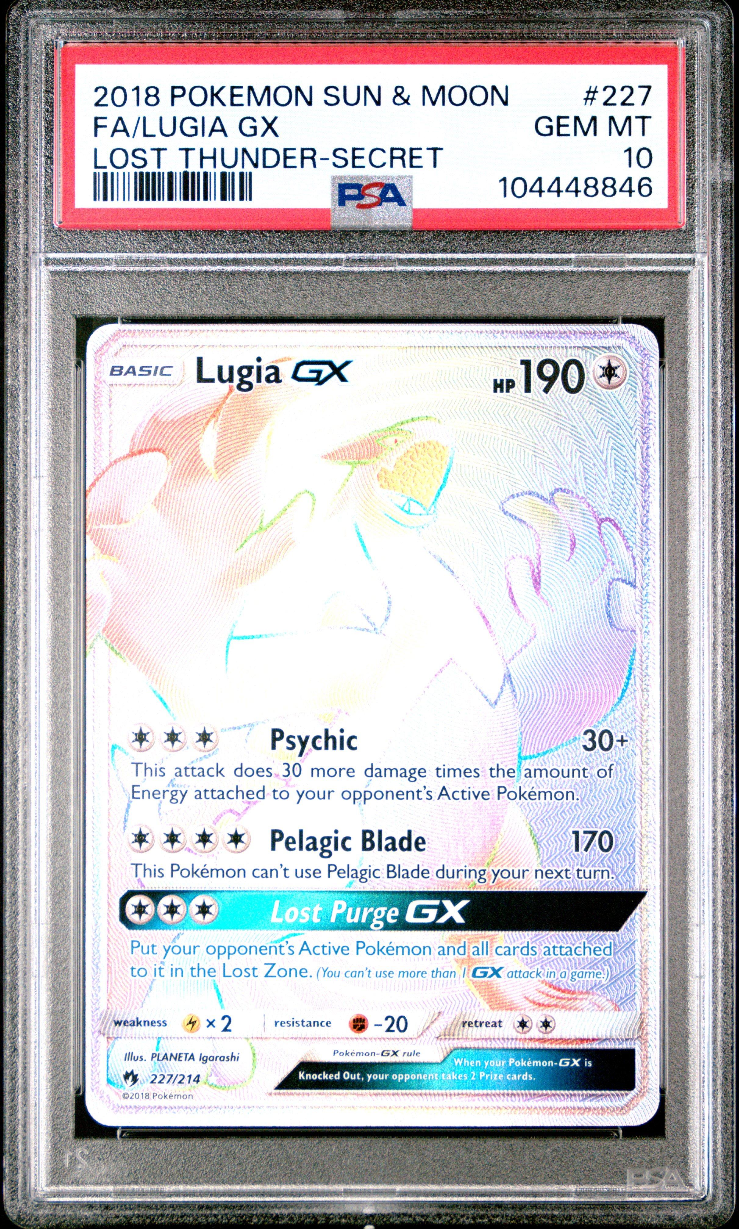 2018 Pokemon Sun & Moon Lost Thunder 227 Full Art/lugia Gx Secret