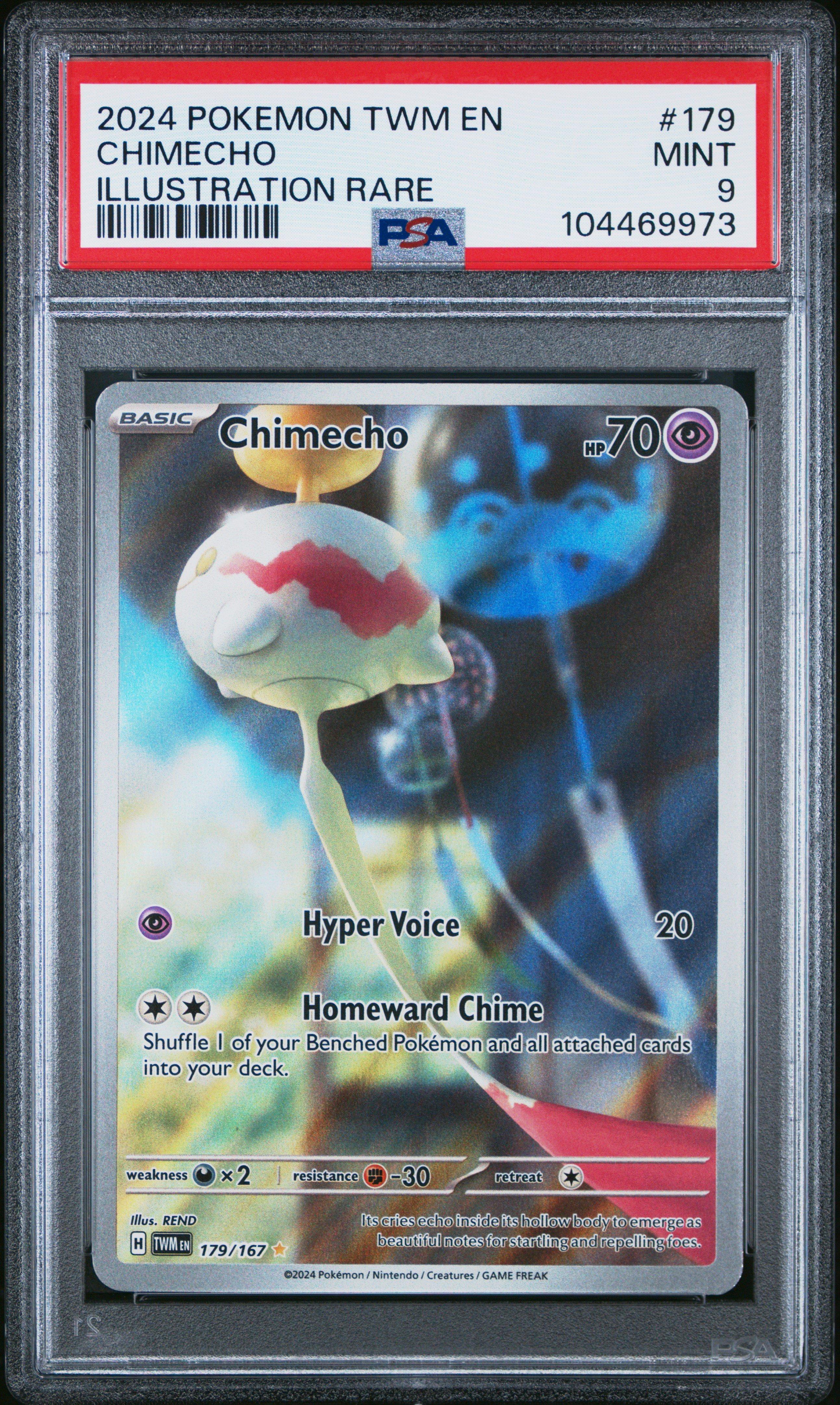 chimecho pokemon card – 179/167 – Twilight Masquerade – Illustration Rare – Full Art – Alternate Toys & Games Common Card Type Chimecho (np-24) - PokemonCard