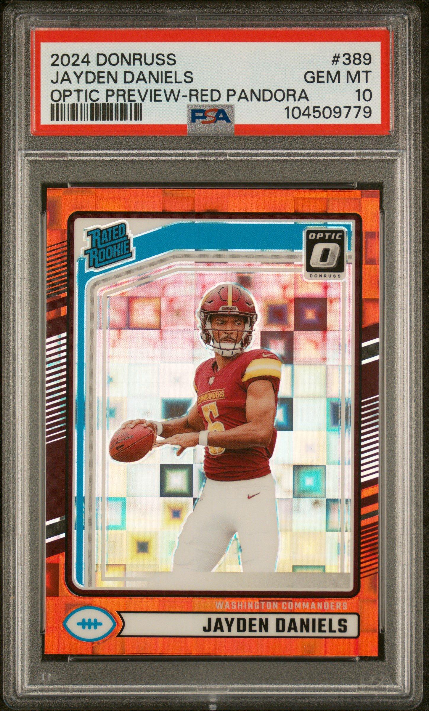 2024 Panini Donruss 389 Jayden Daniels Optic Preview-red Pandora PSA 10