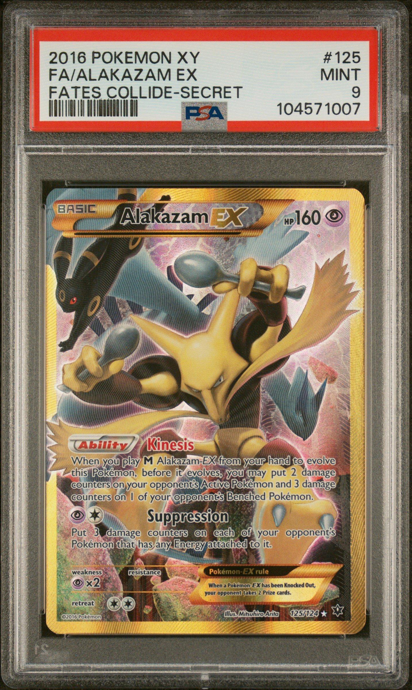 2016 Pokemon Xy Fates Collide 125 Full Art/alakazam Ex Secret PSA 9