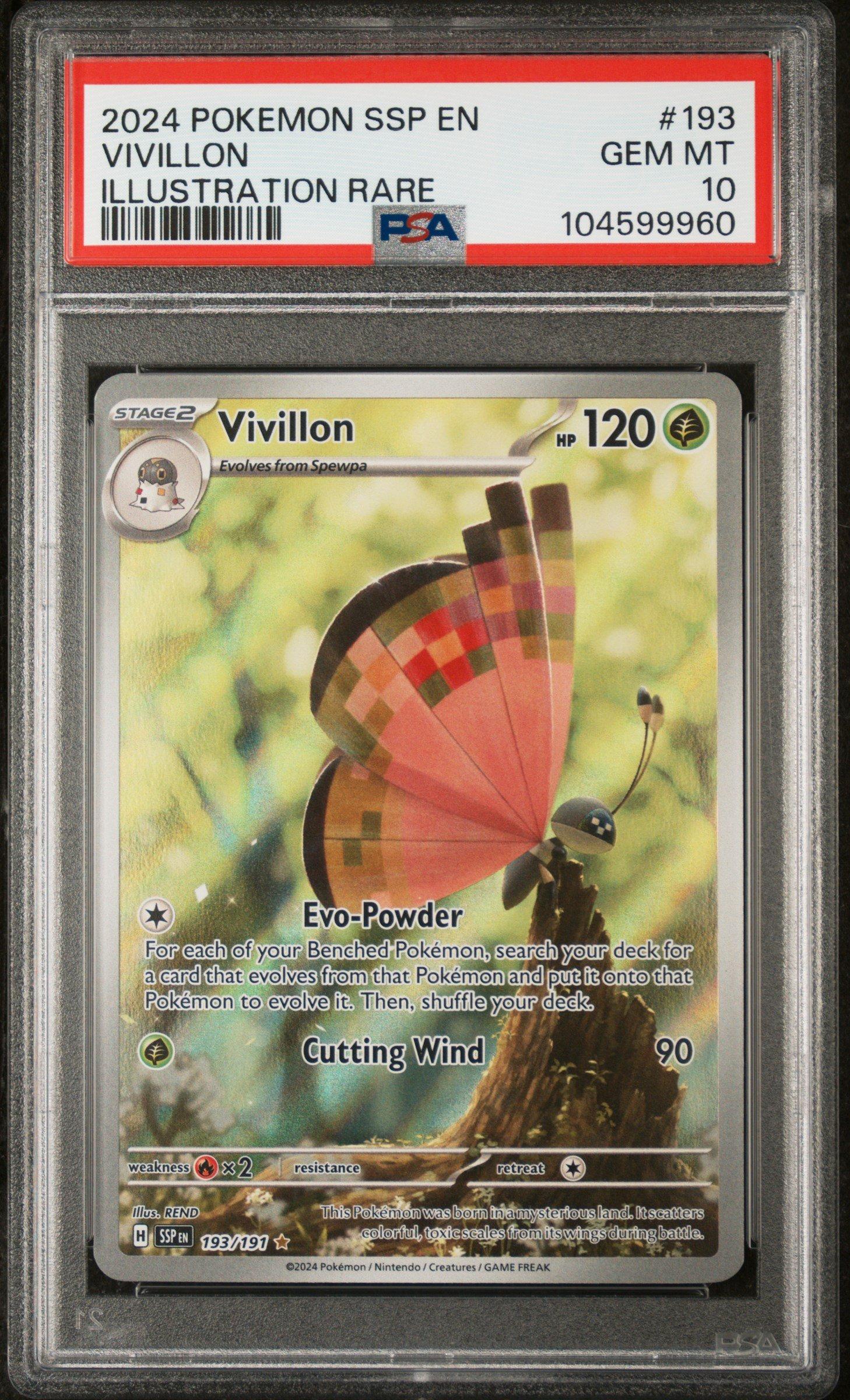 2024 Pokemon Ssp En-surging Sparks 193 Vivillon Illustration Rare PSA 10
