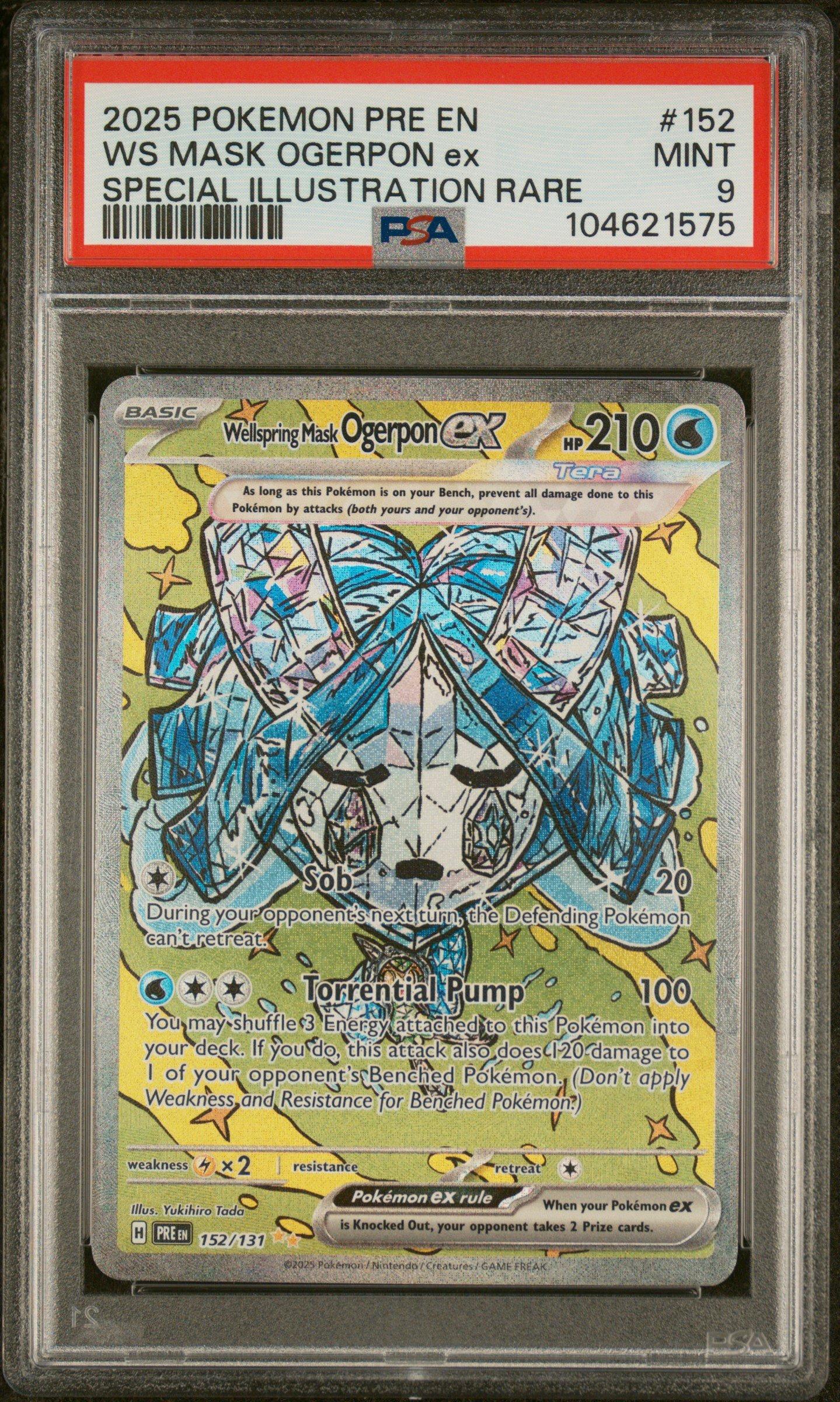 2025 Pokemon Pre En-prismatic Evolutions 152 Wellspring Mask Ogerpon Ex Special Illustration Rare PSA