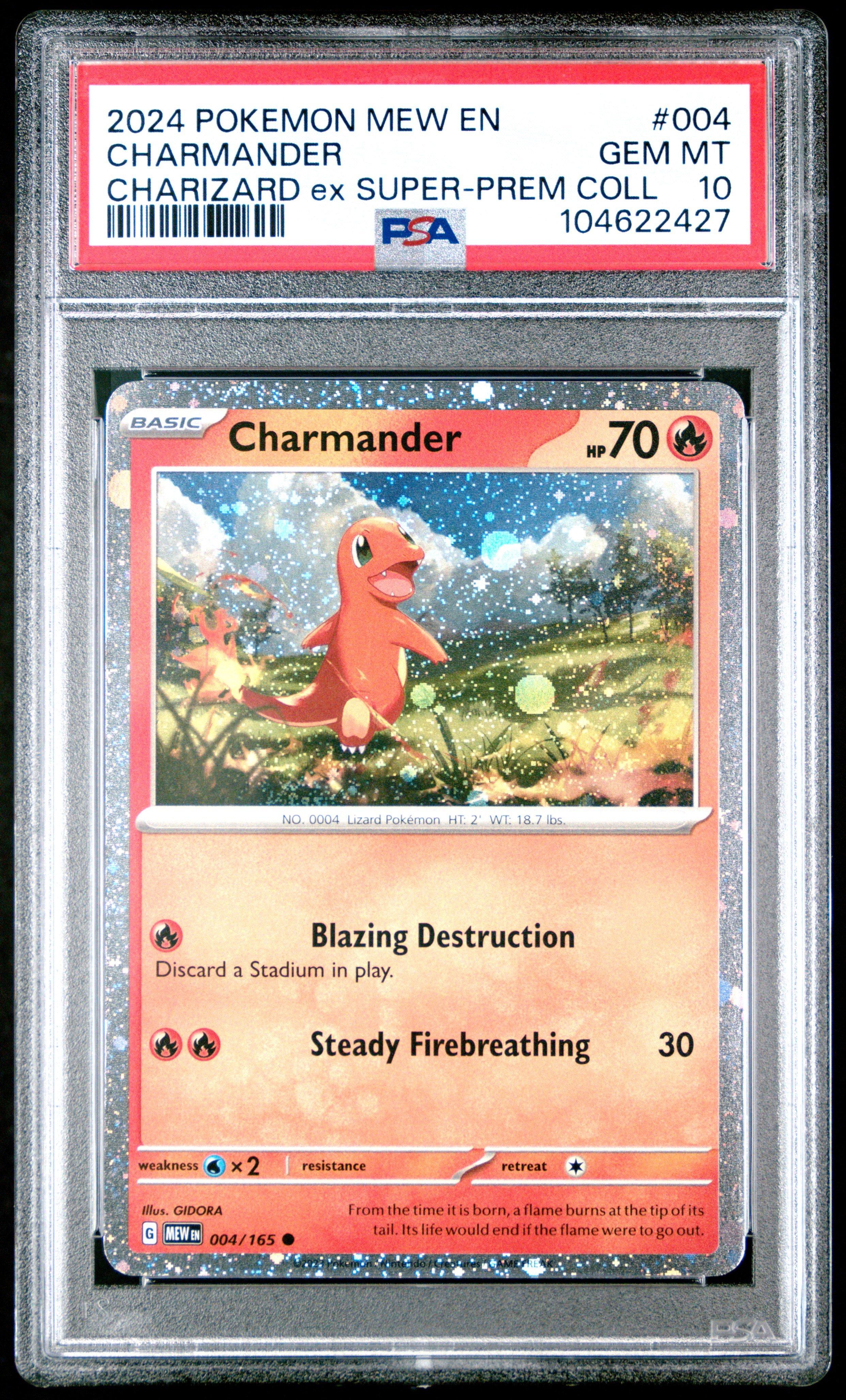 2024 Pokemon Mew En-151 004 Charmander Charizard Ex Super-premium Collection PSA