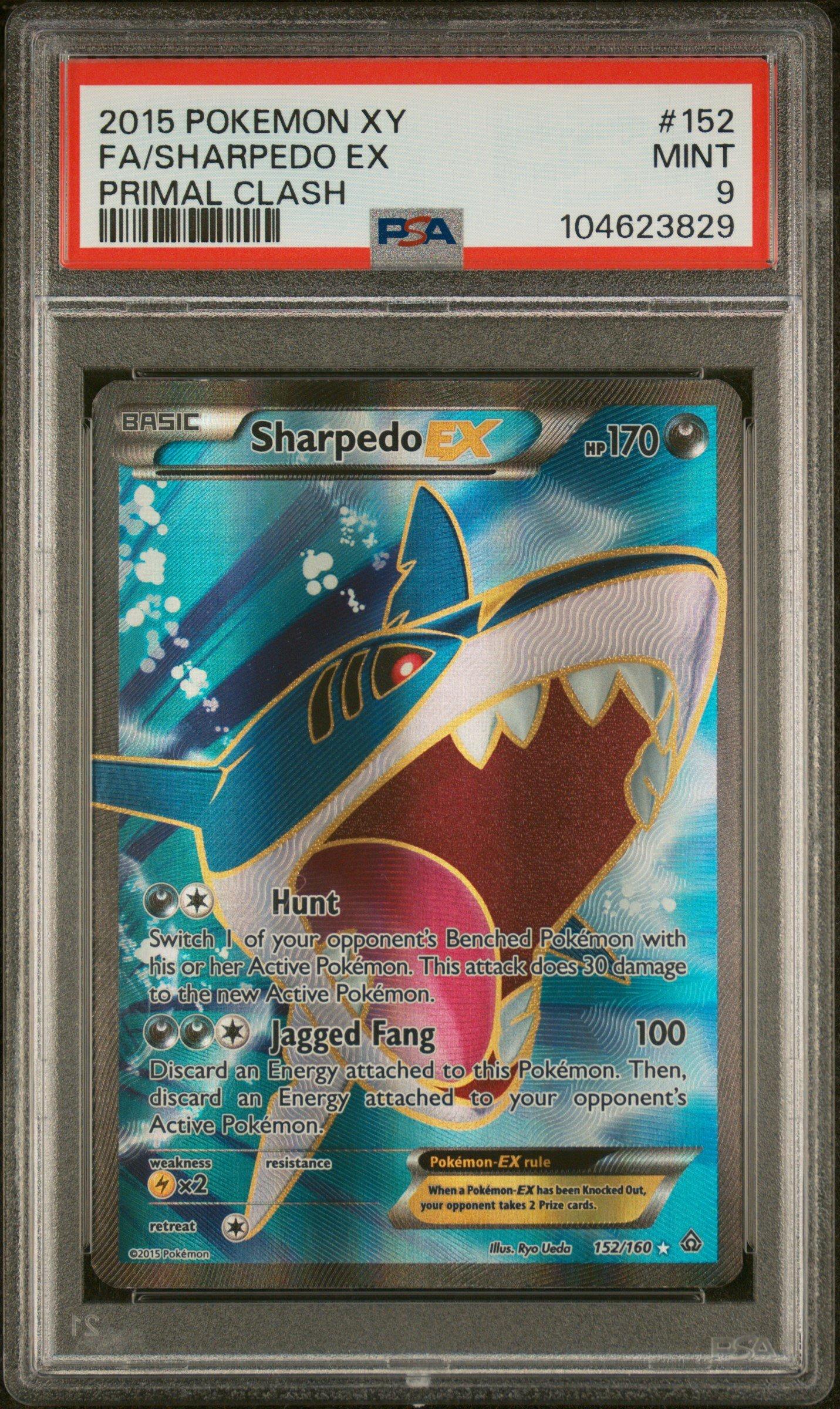 2015 Pokemon Xy Primal Clash 152 Full Art/sharpedo Ex PSA 9 Graded