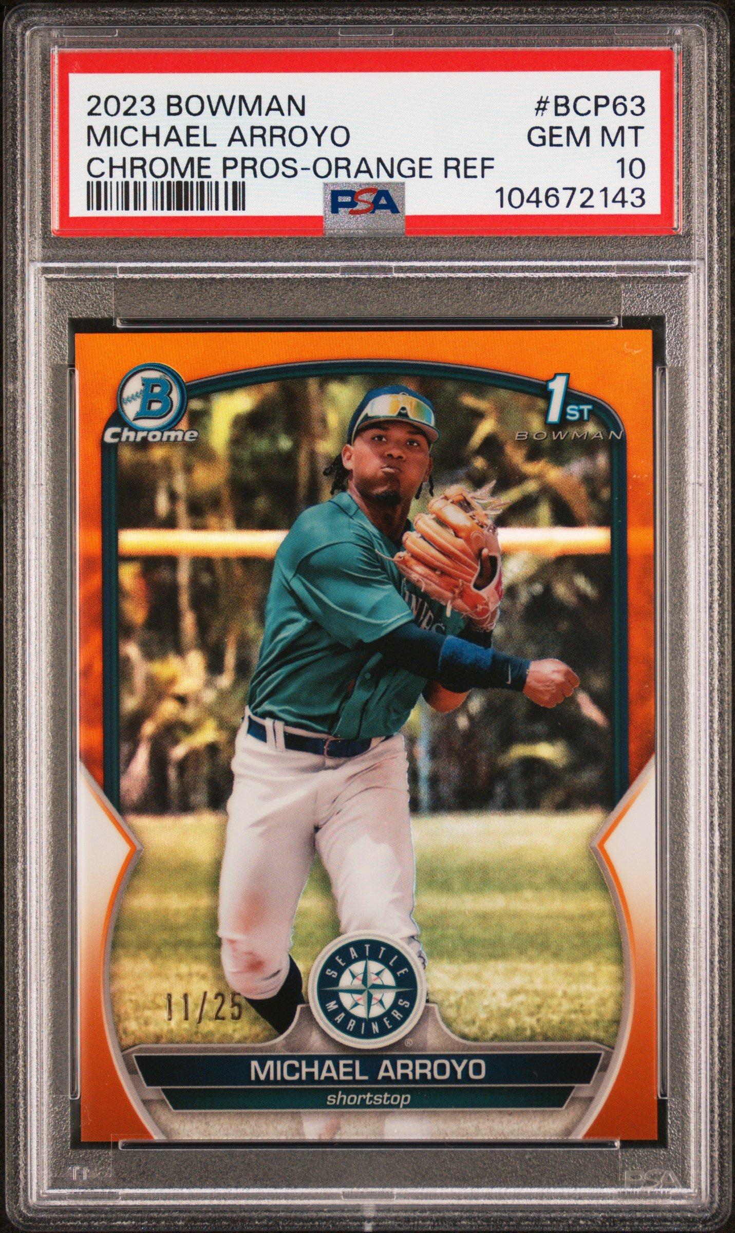 2023 Bowman Chrome Prospects Bcp63 Michael Arroyo Orange Refractor PSA 10