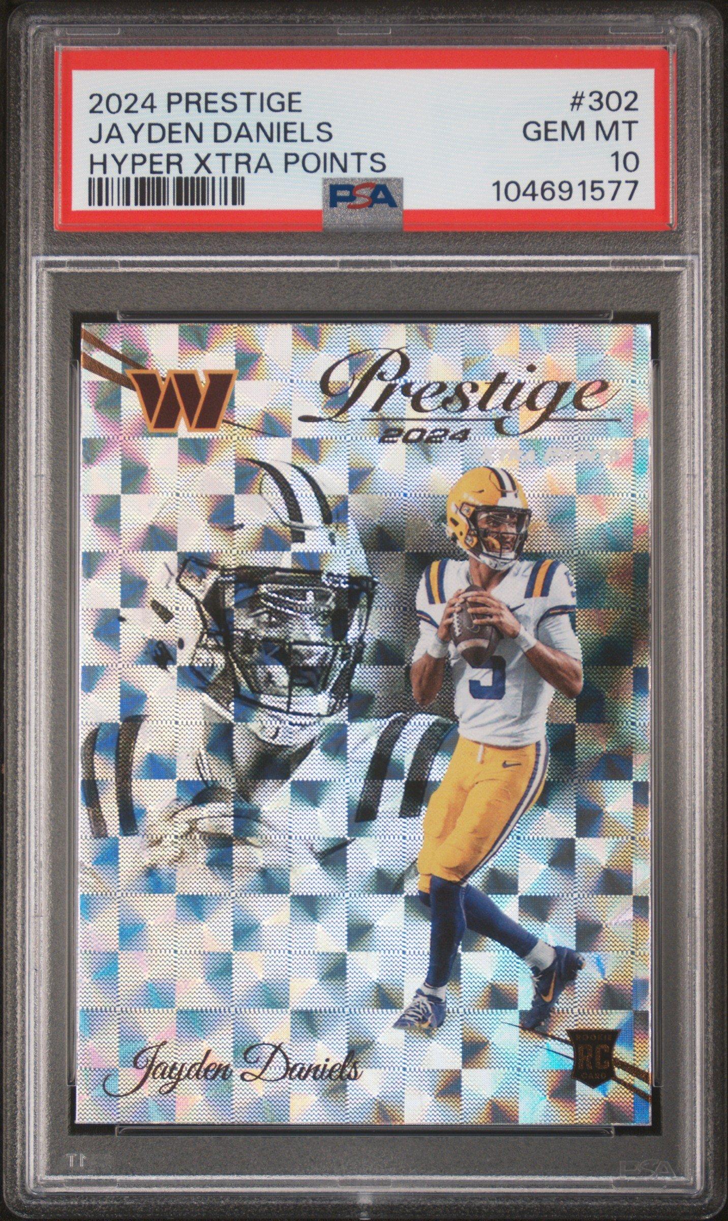2024 Panini Prestige 302 Jayden Daniels Hyper Xtra Points PSA 10