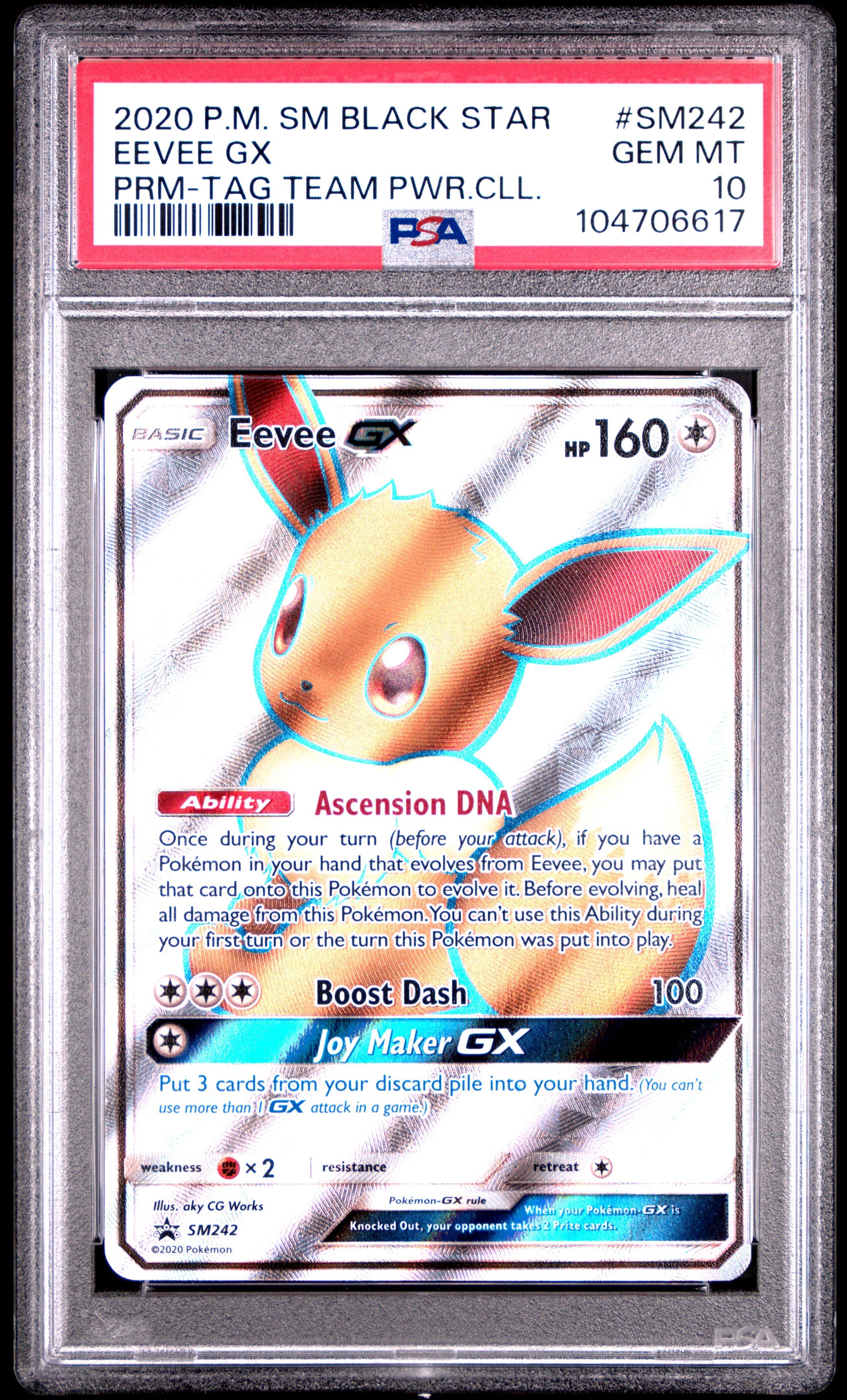 2020 Pokemon Sm Black Star Promo Sm242 Eevee Gx Tag Team Powers Collection PSA