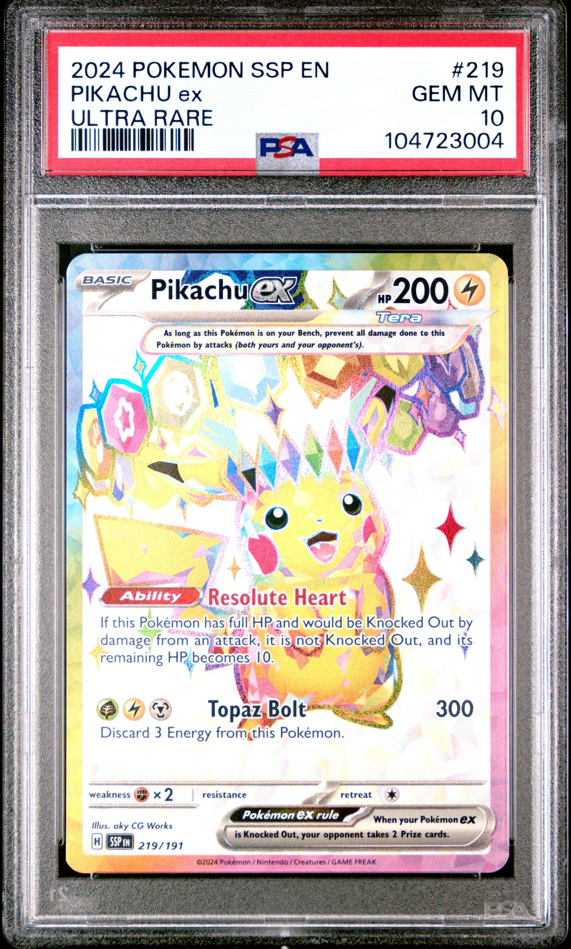 2024 Pokemon Ssp En-surging Sparks 219 Pikachu Ex Ultra Rare PSA