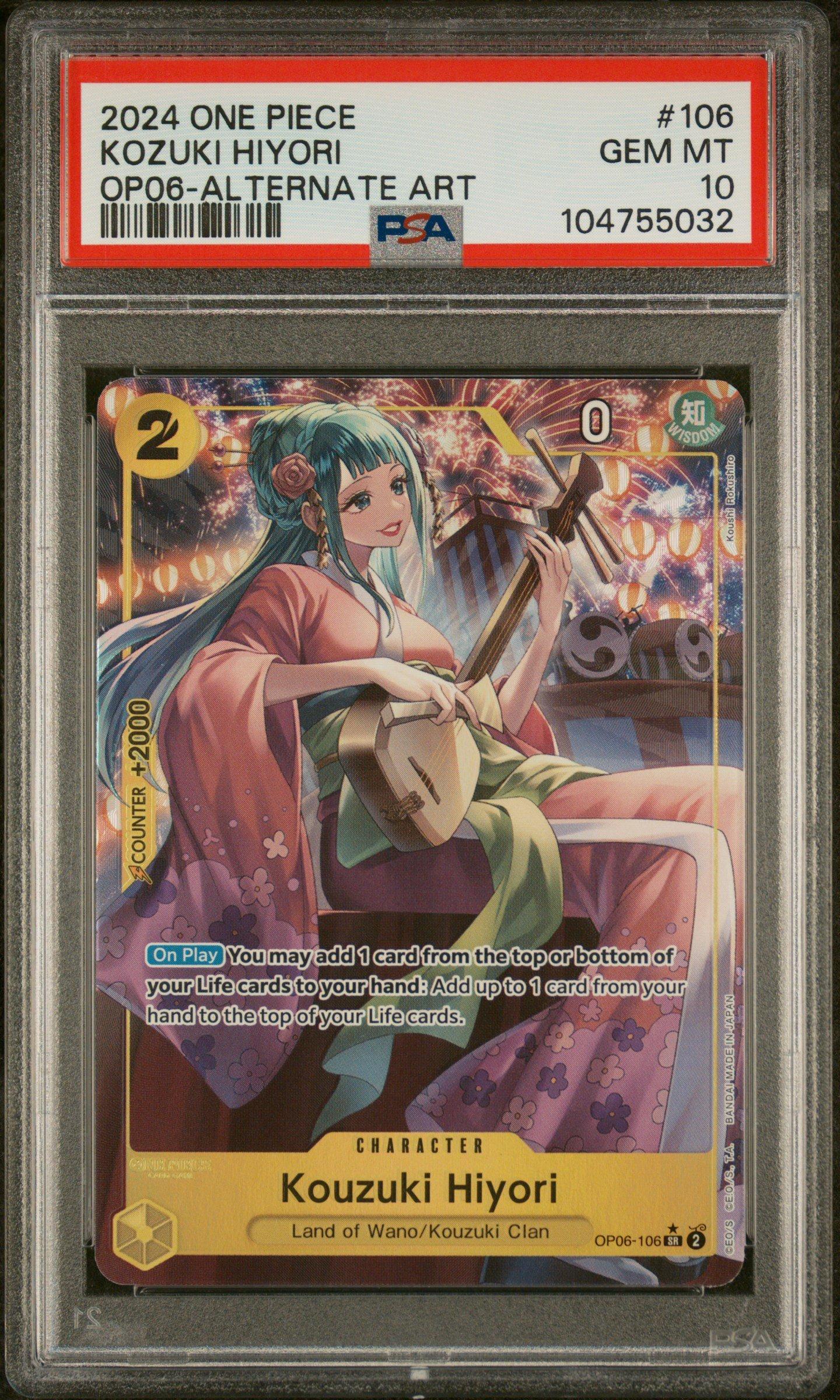 2024 One Piece Op06-wings Of The Captain 106 Kozuki Hiyori Alternate Art PSA 10
