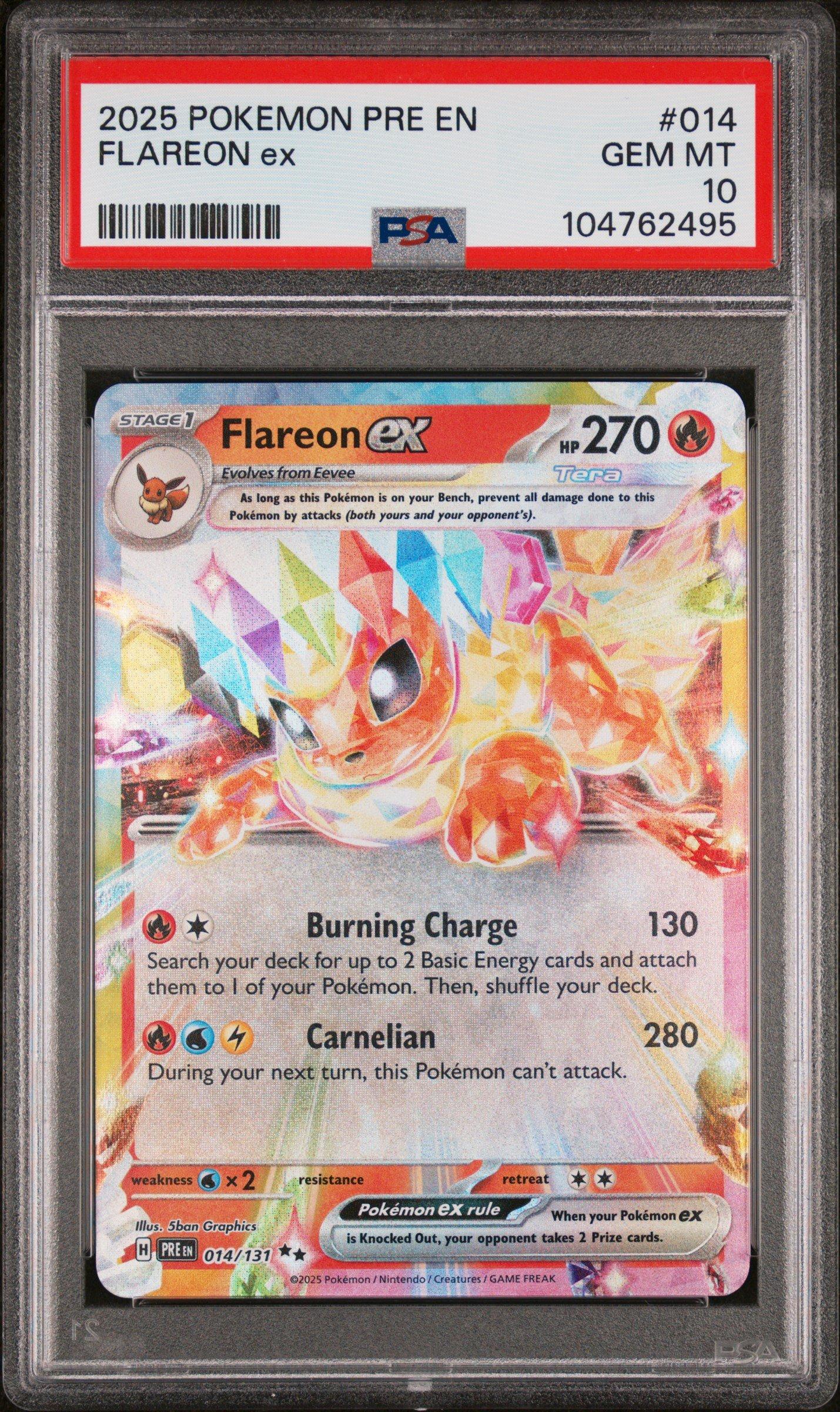 2025 Pokemon Pre En-prismatic Evolutions 014 Flareon Ex PSA