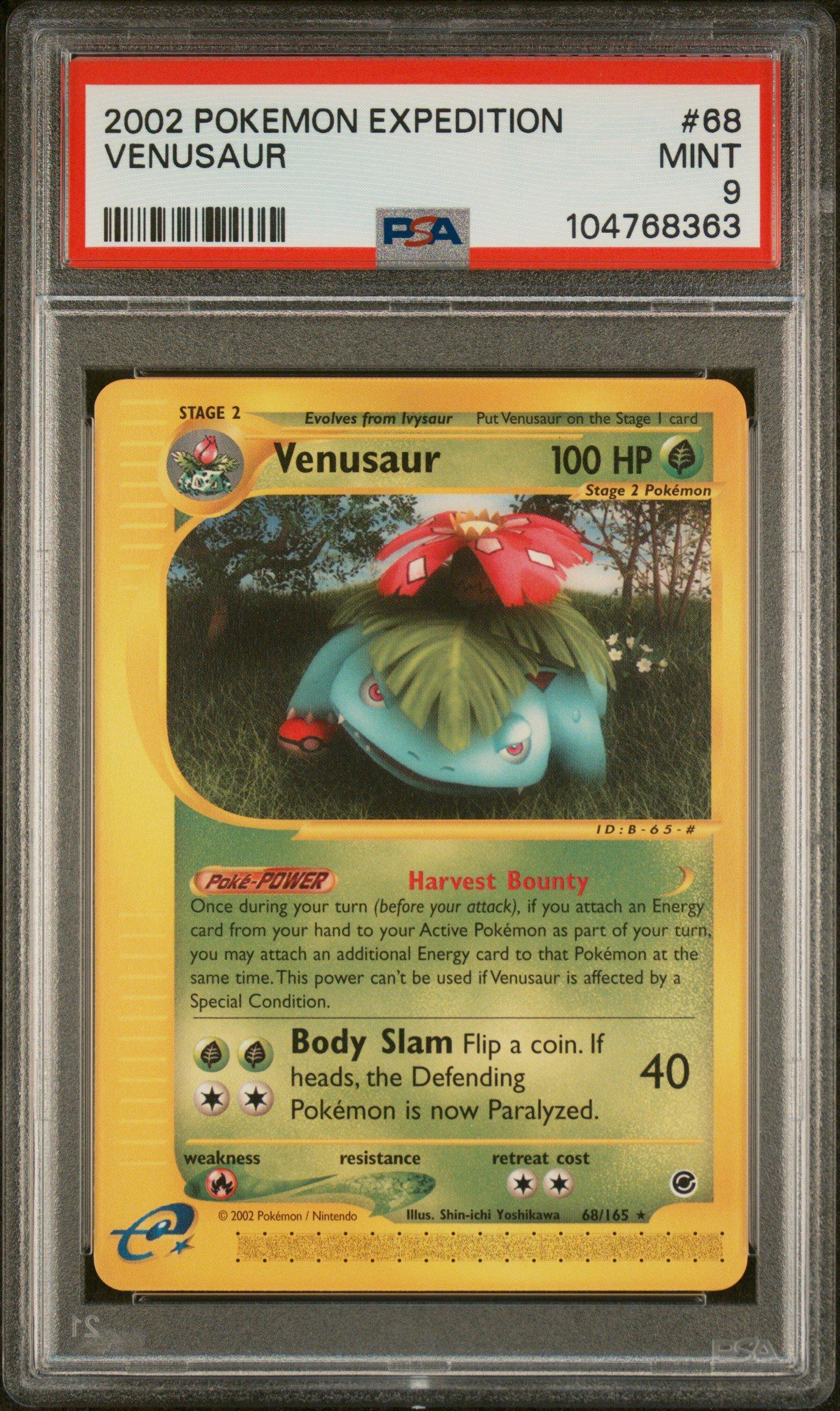 2002 venusaur pokemon card 2002 Pokemon Expedition 68 Venusaur PSA 9 Graded Card