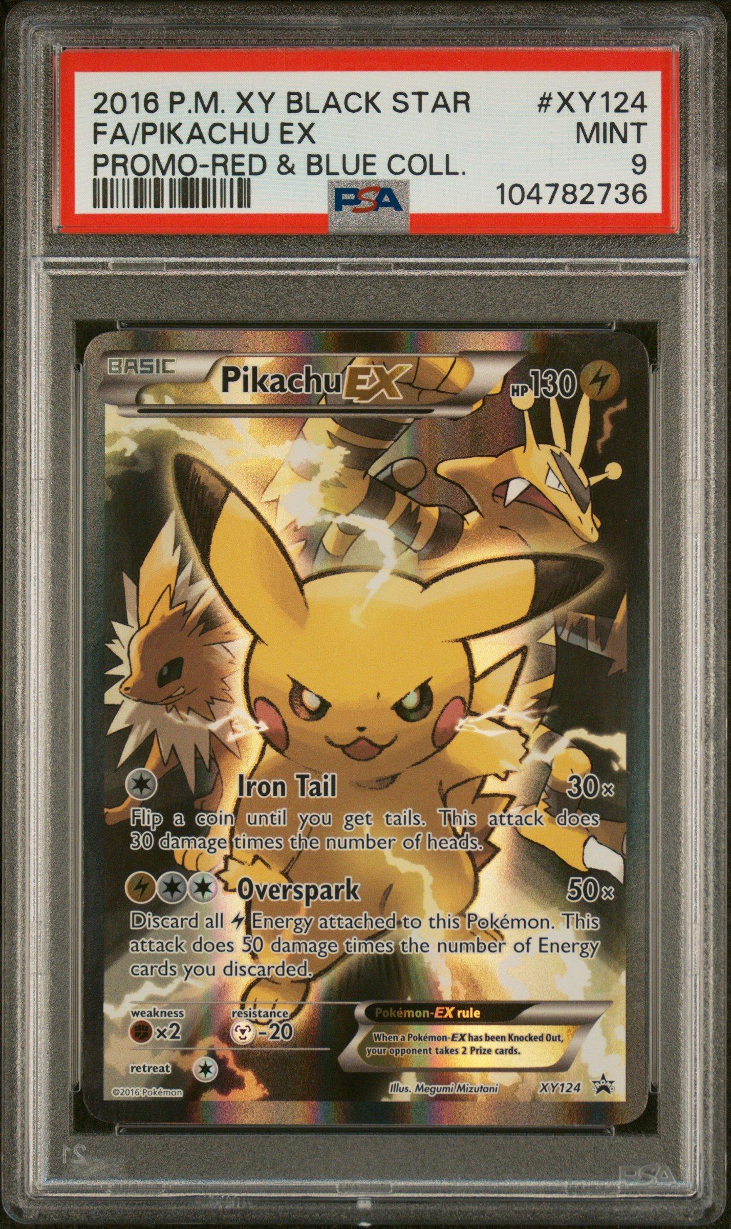 2016 Pokemon Xy Black Star Promo Xy124 Full Art/pikachu Ex Red & Blue Collection PSA