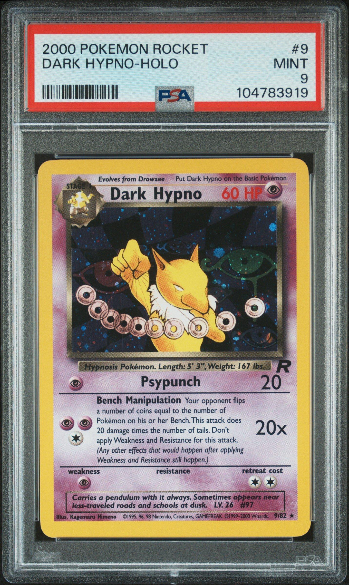 2000 Pokemon Rocket 9 Dark Hypno-holo PSA 9