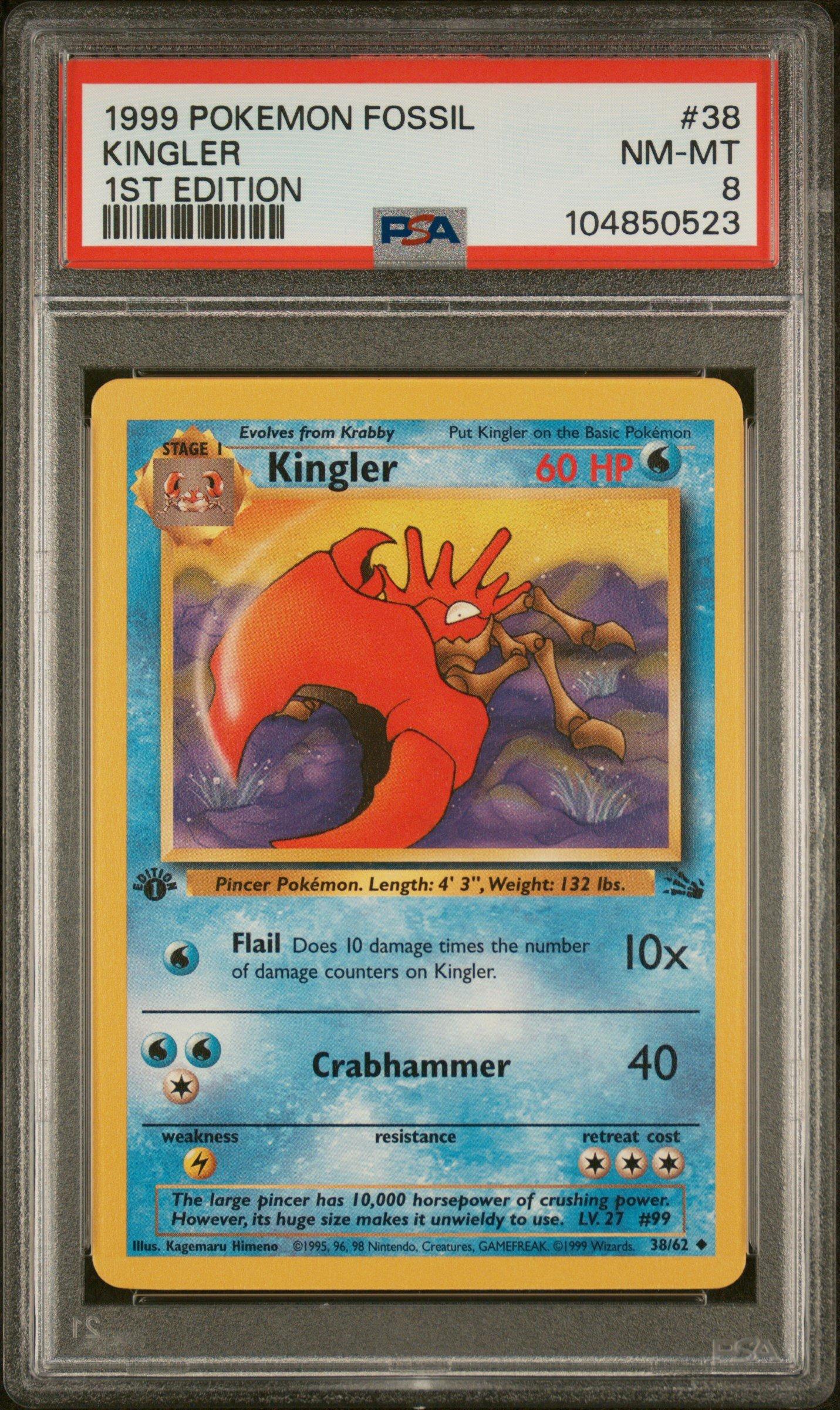 1999 Pokemon Fossil 38 Kingler 1st Edition PSA