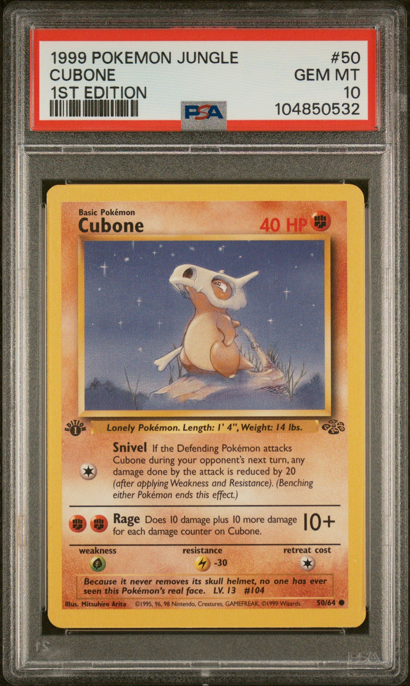 1999 Pokemon Jungle 50 Cubone 1st Edition PSA 10 Graded Card | GameStop