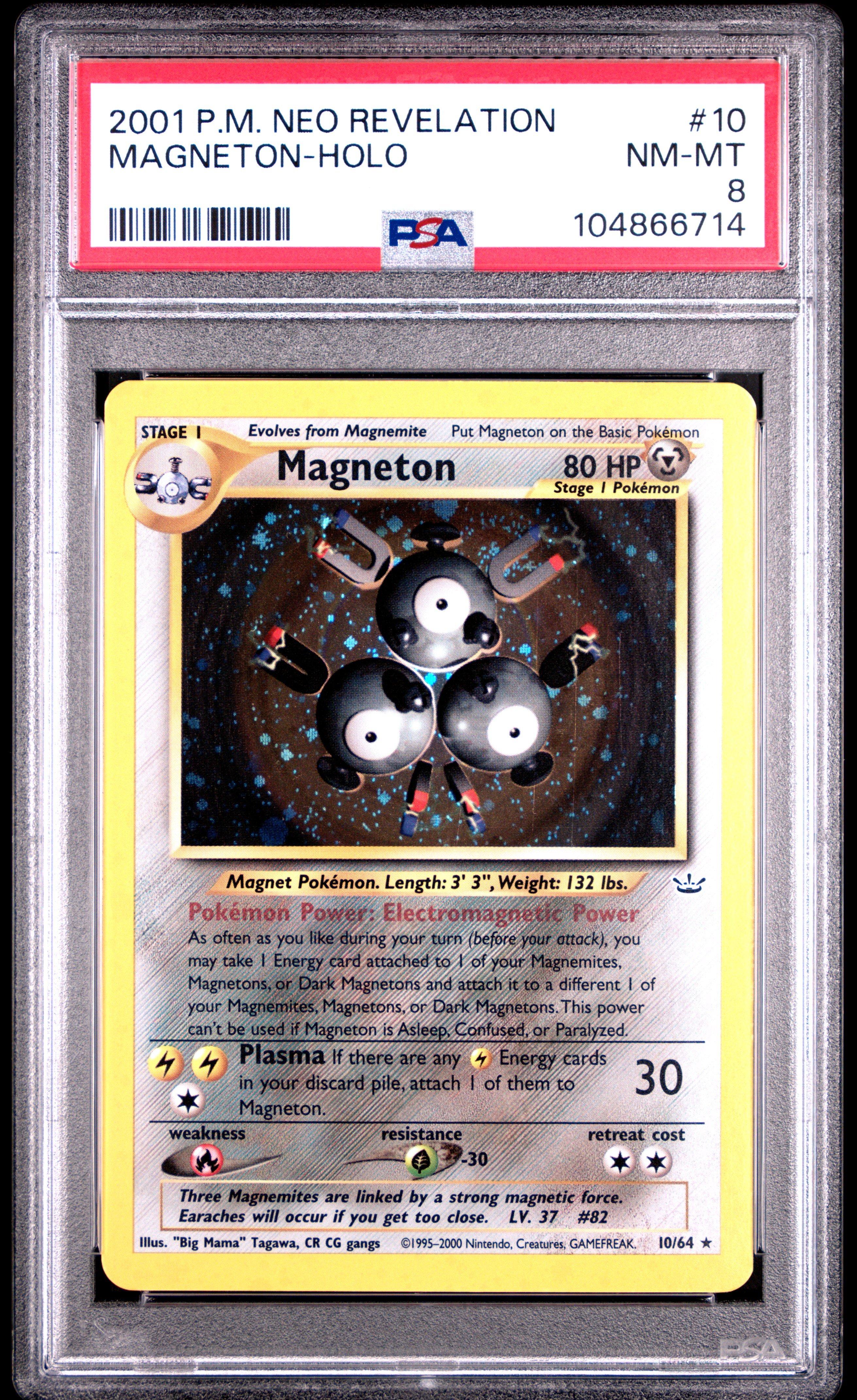 2001 Pokemon Neo Revelation 10 Magneton-holo PSA 8