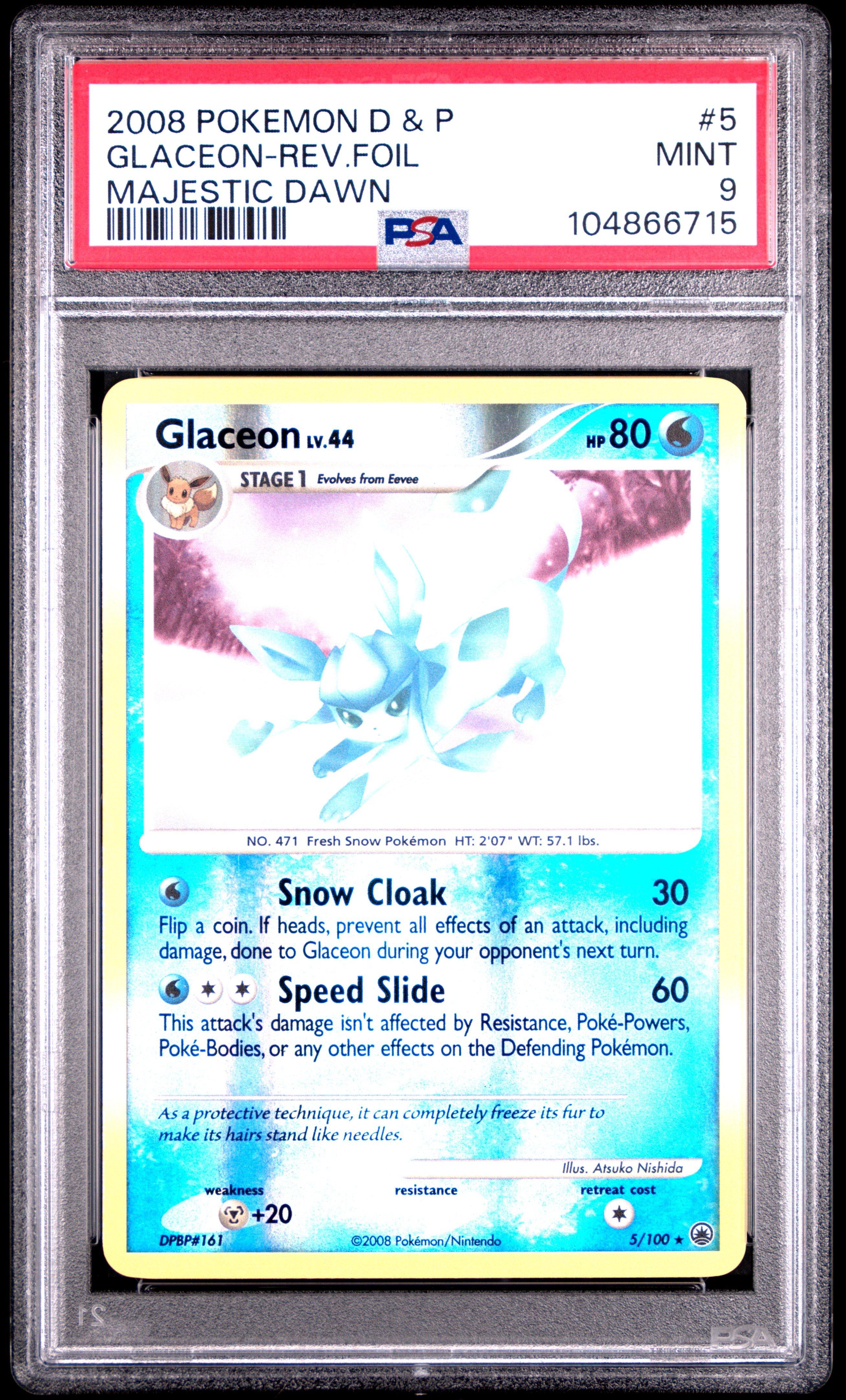 2008 Pokemon Diamond & Pearl Majestic Dawn 5 Glaceon-reverse Foil PSA 9