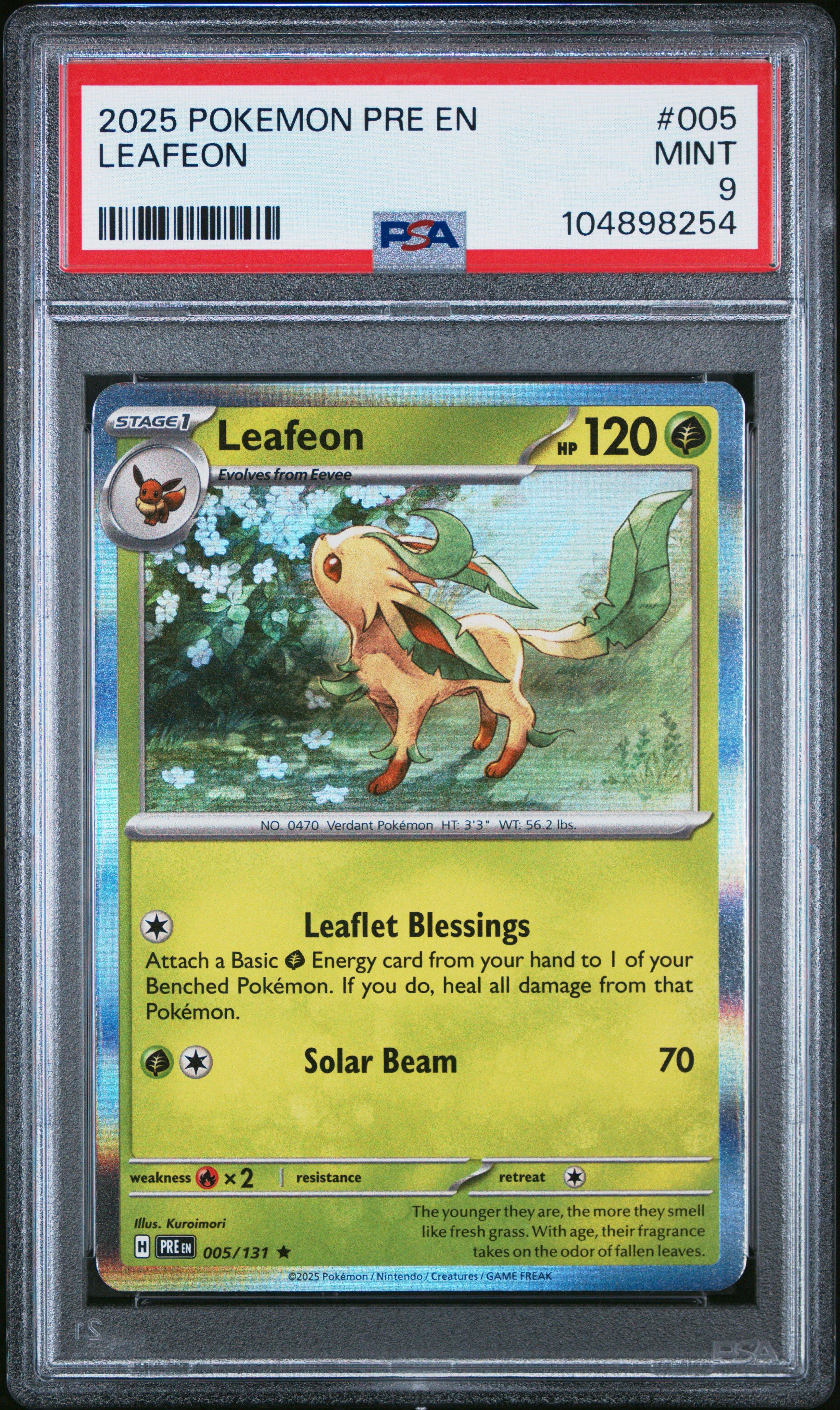 2025 Pokemon Pre En-prismatic Evolutions 005 Leafeon PSA 9
