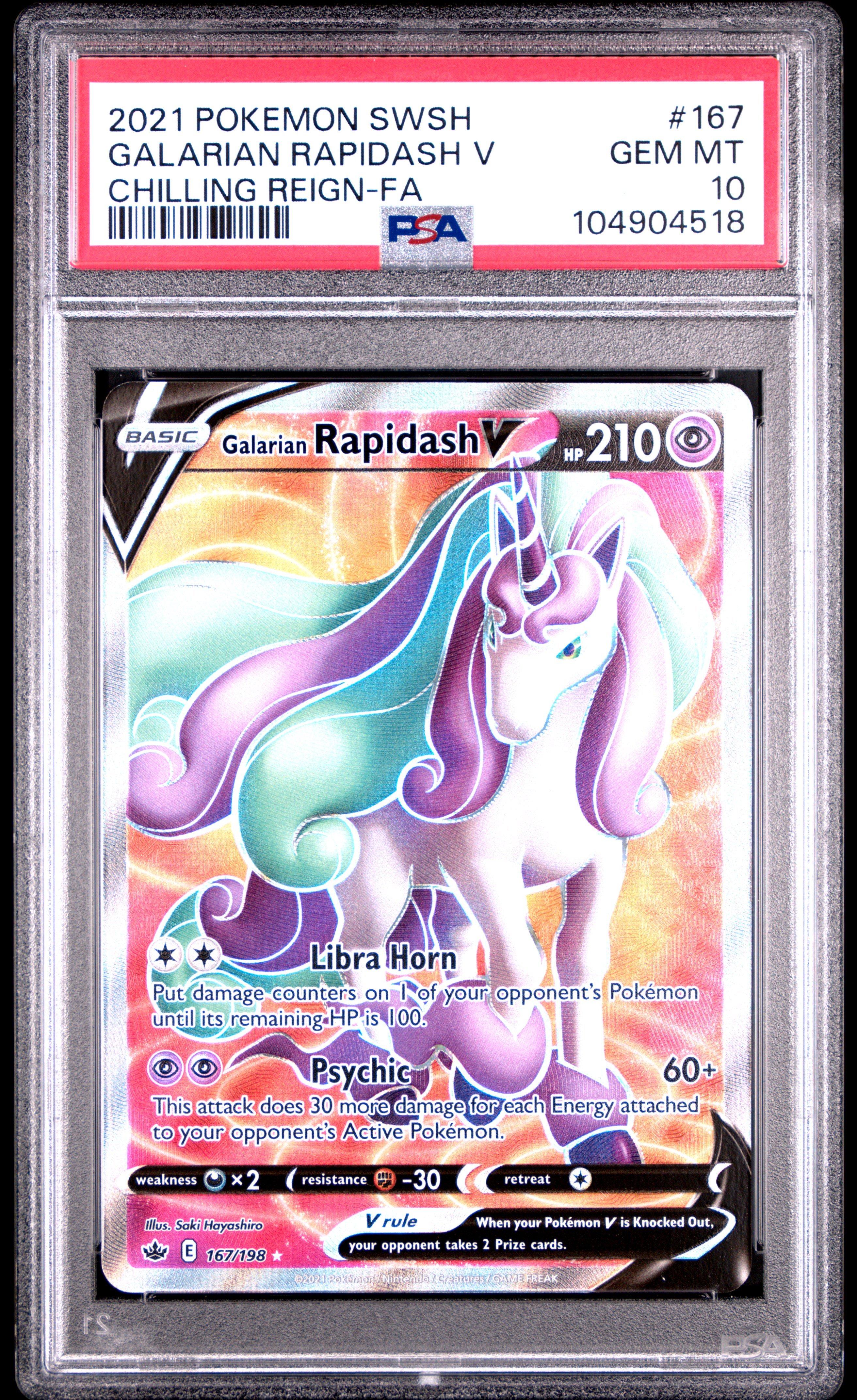2021 Pokemon Sword & Shield Chilling Reign Full Art/galarian Rapidash V PSA 10