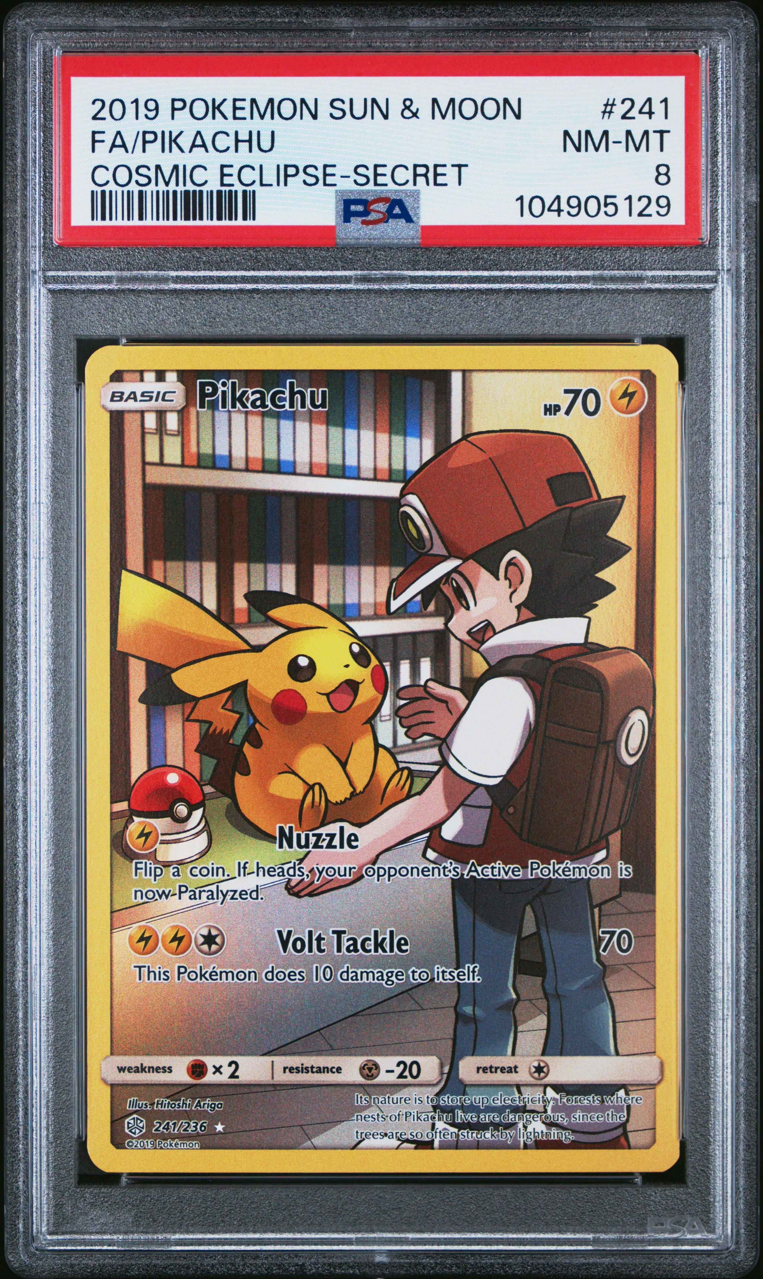 2019 Pokemon Sun & Moon Cosmic Eclipse 241 Full Art/pikachu Secret PSA