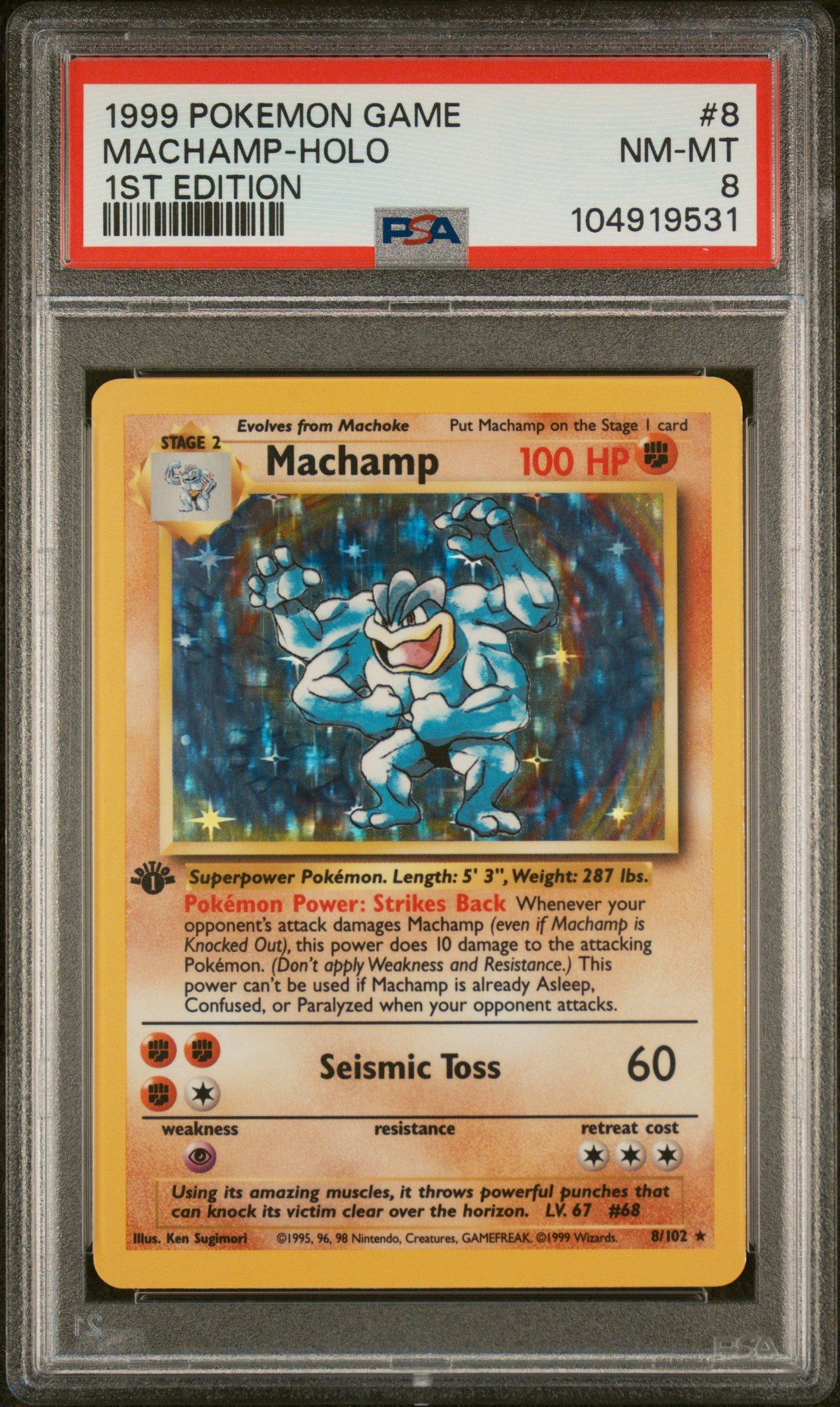 1999 Pokemon Game 8 Machamp-holo 1st Edition PSA 8