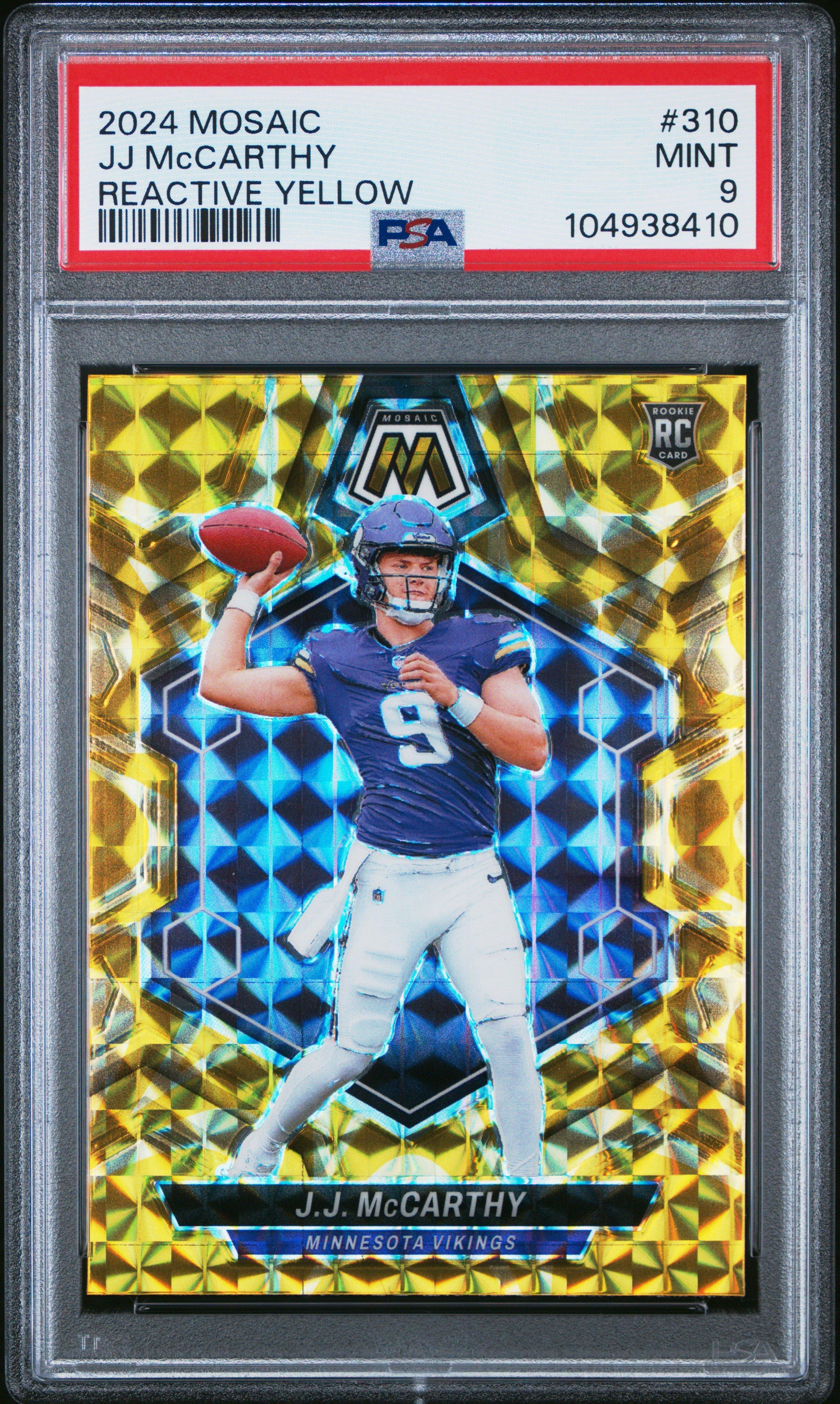 2024 Panini Mosaic 310 Jj Mccarthy Reactive Yellow PSA