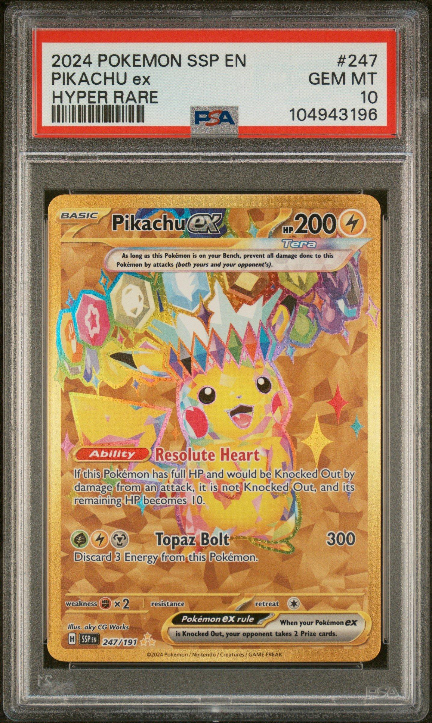 2024 Pokemon Ssp En-surging Sparks 247 Pikachu Ex Hyper Rare PSA