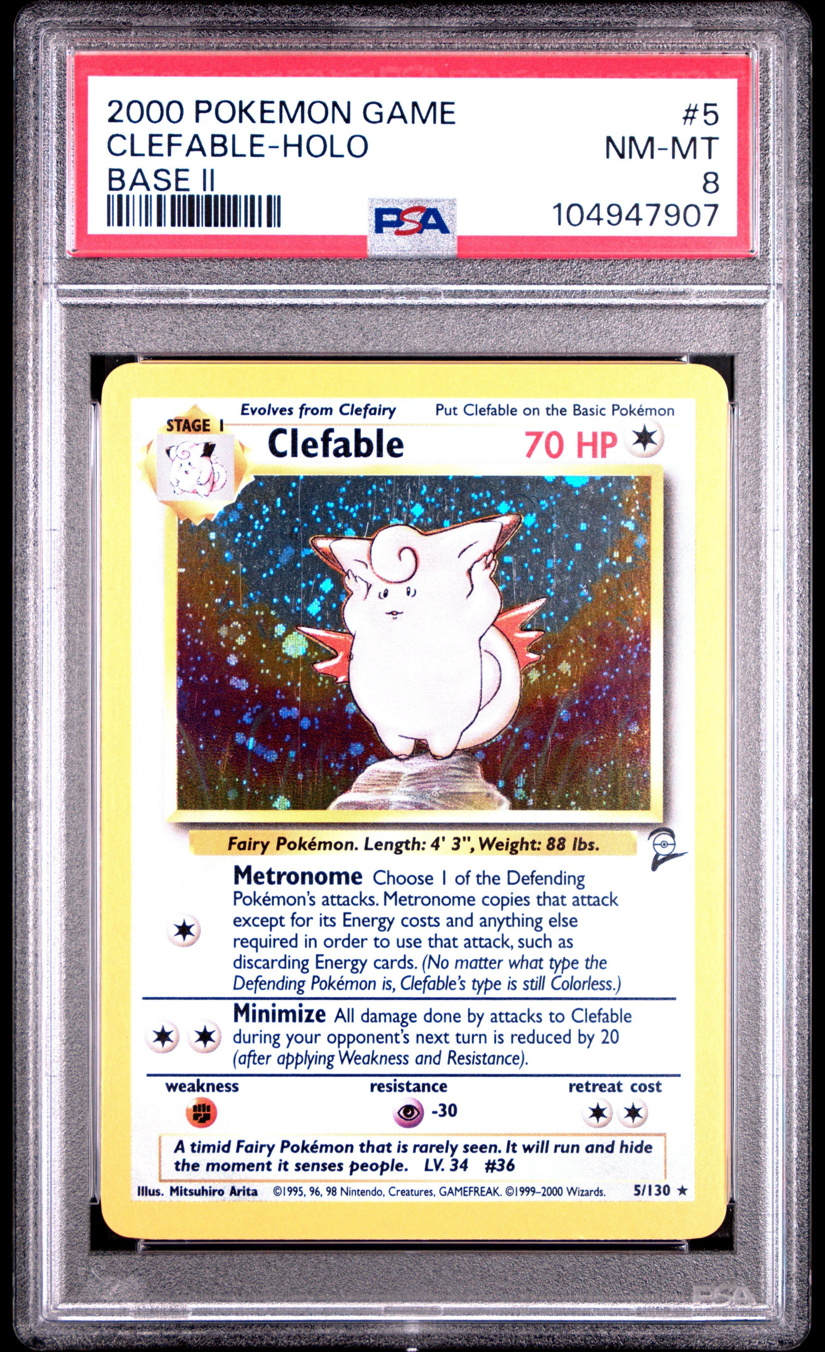2000 Pokemon Game Base Ii 5 Clefable-holo PSA 8