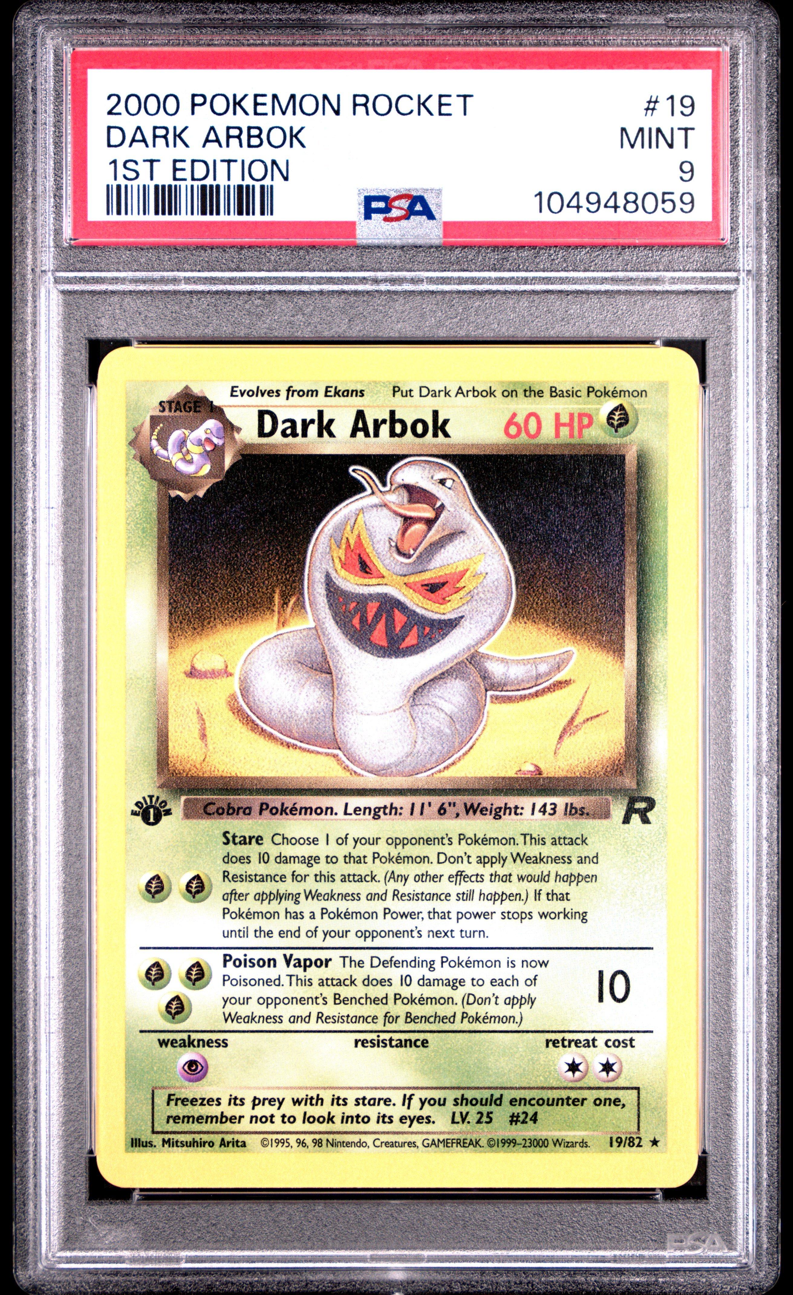 2000 Pokemon Rocket 19 Dark Arbok 1st Edition PSA