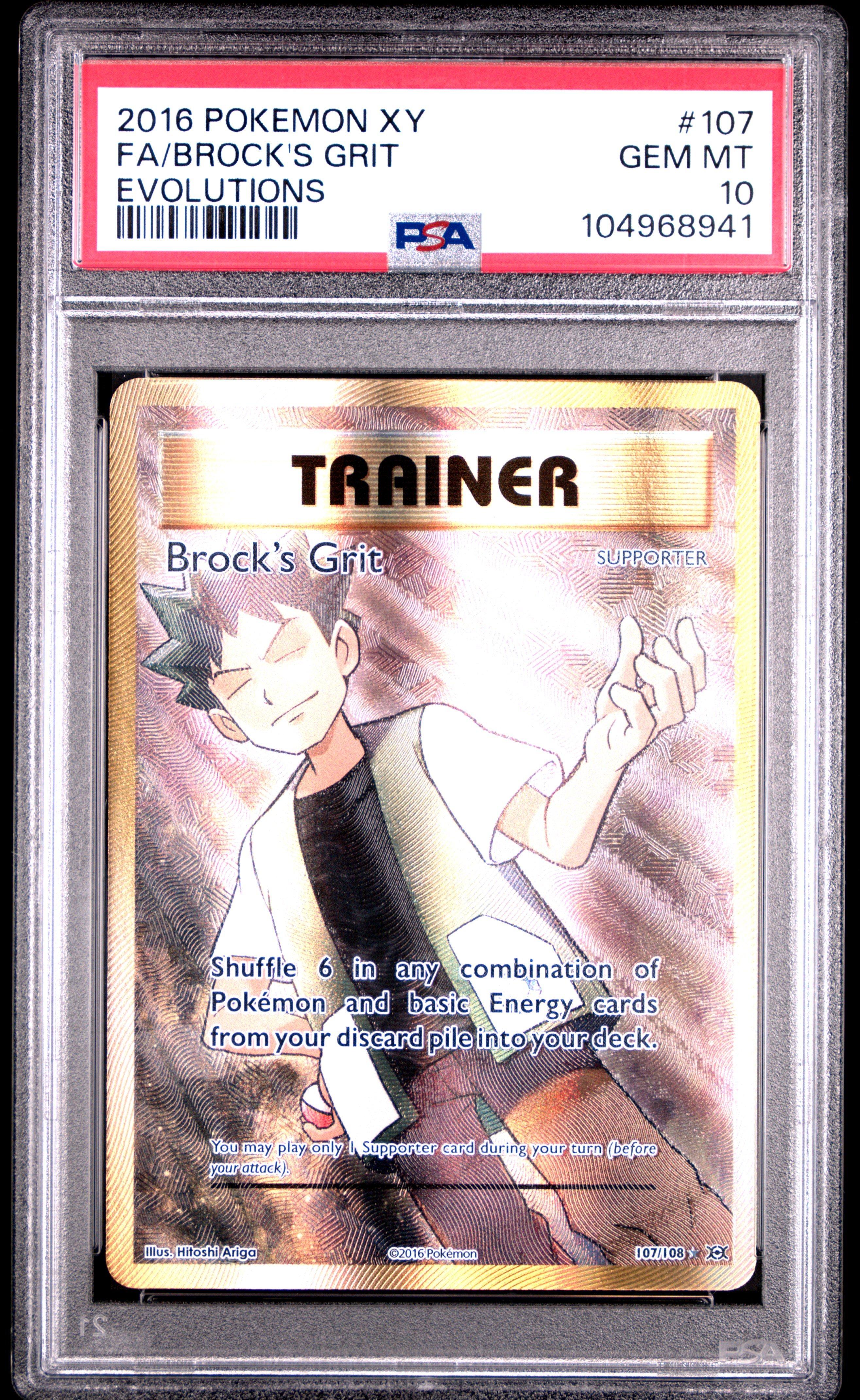 2016 Pokemon Xy Evolutions 107 Full Art/brock's Grit PSA
