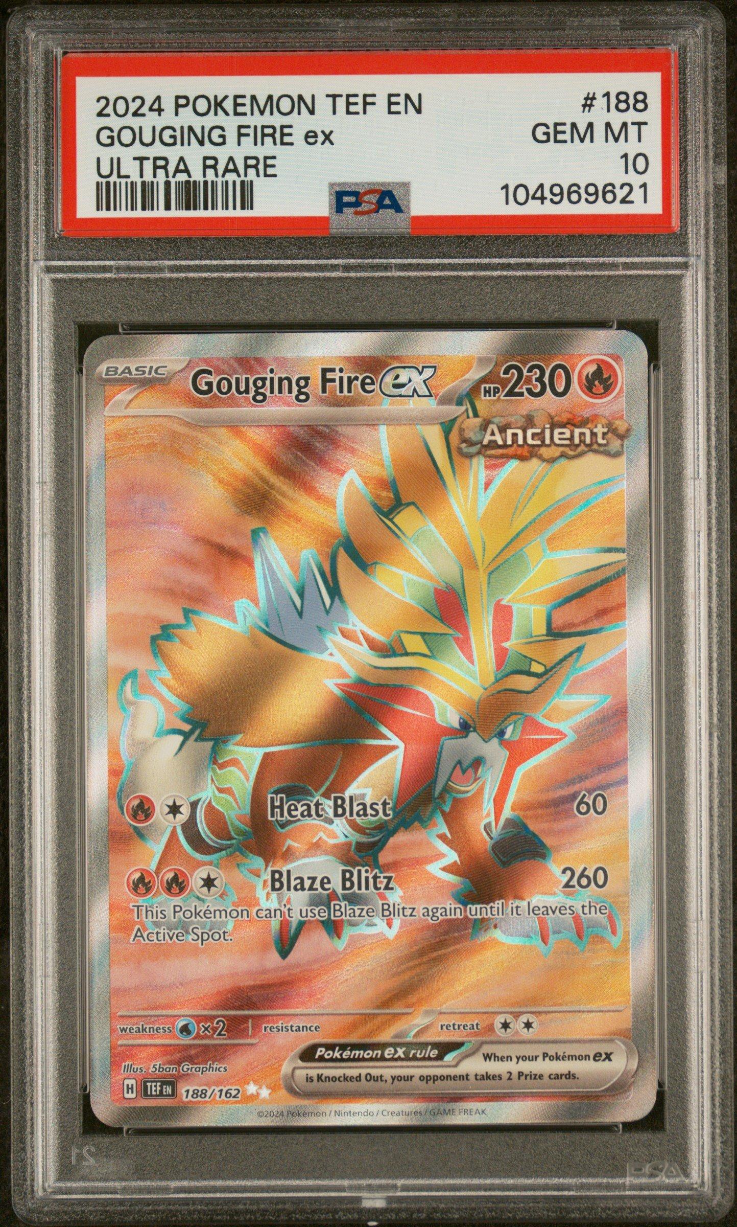 2024 Pokemon Tef En-temporal Forces 188 Gouging Fire Ex Ultra Rare PSA