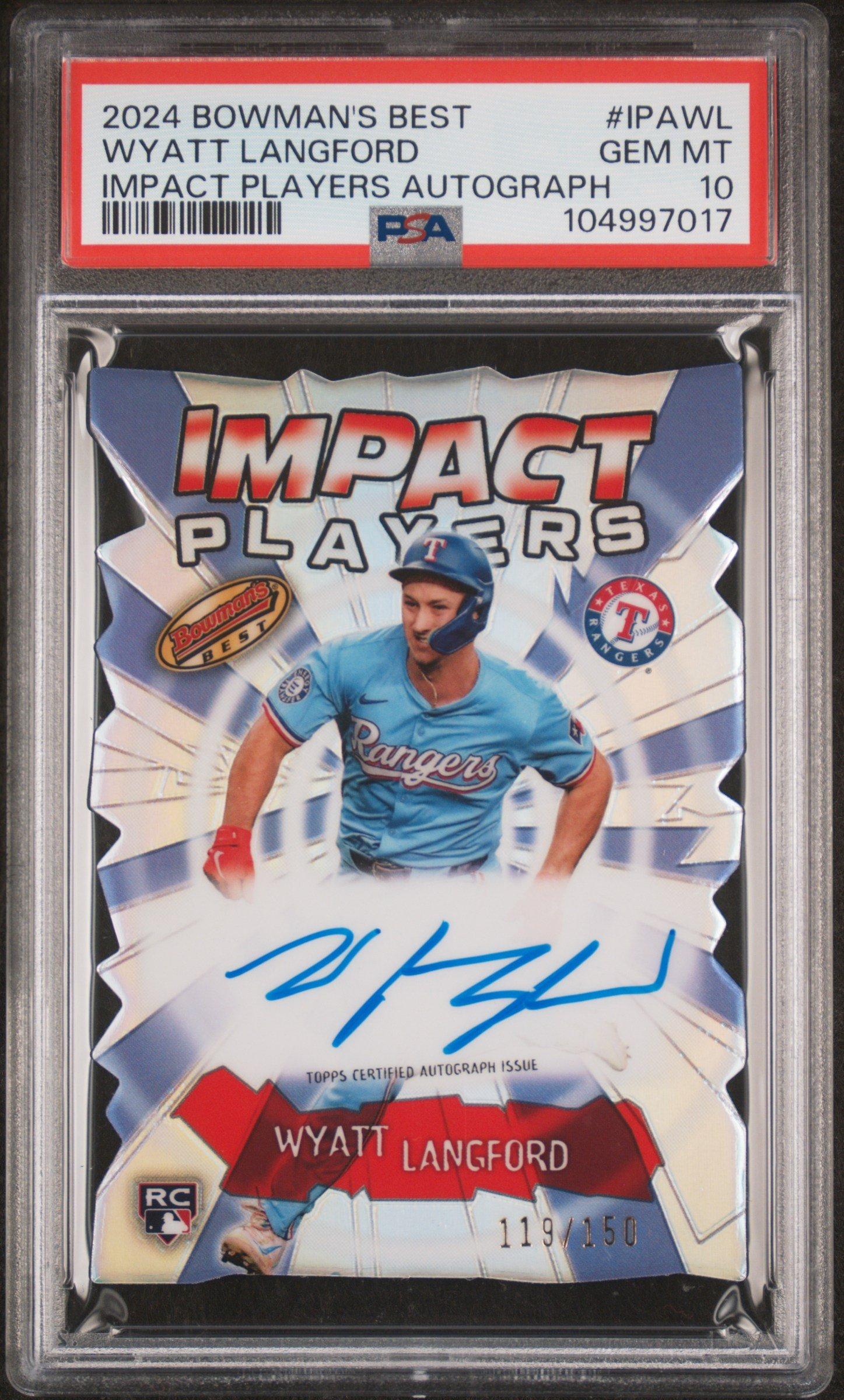 2024 Bowman's Best Impact Players Autographs Ipawl Wyatt Langford PSA 10