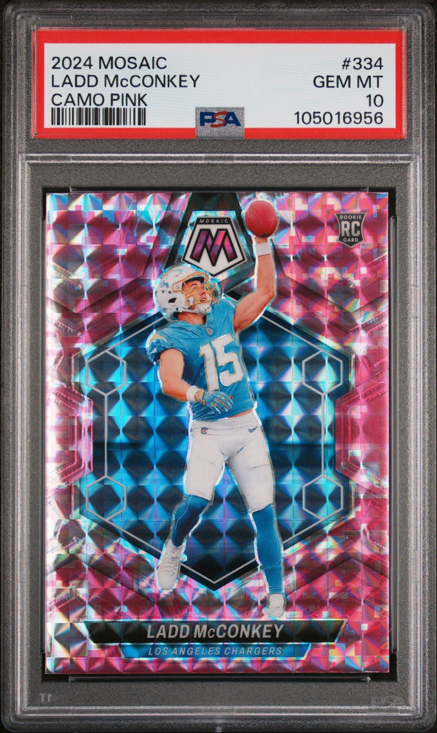 2024 Panini Mosaic 334 Ladd Mcconkey Camo Pink PSA 10