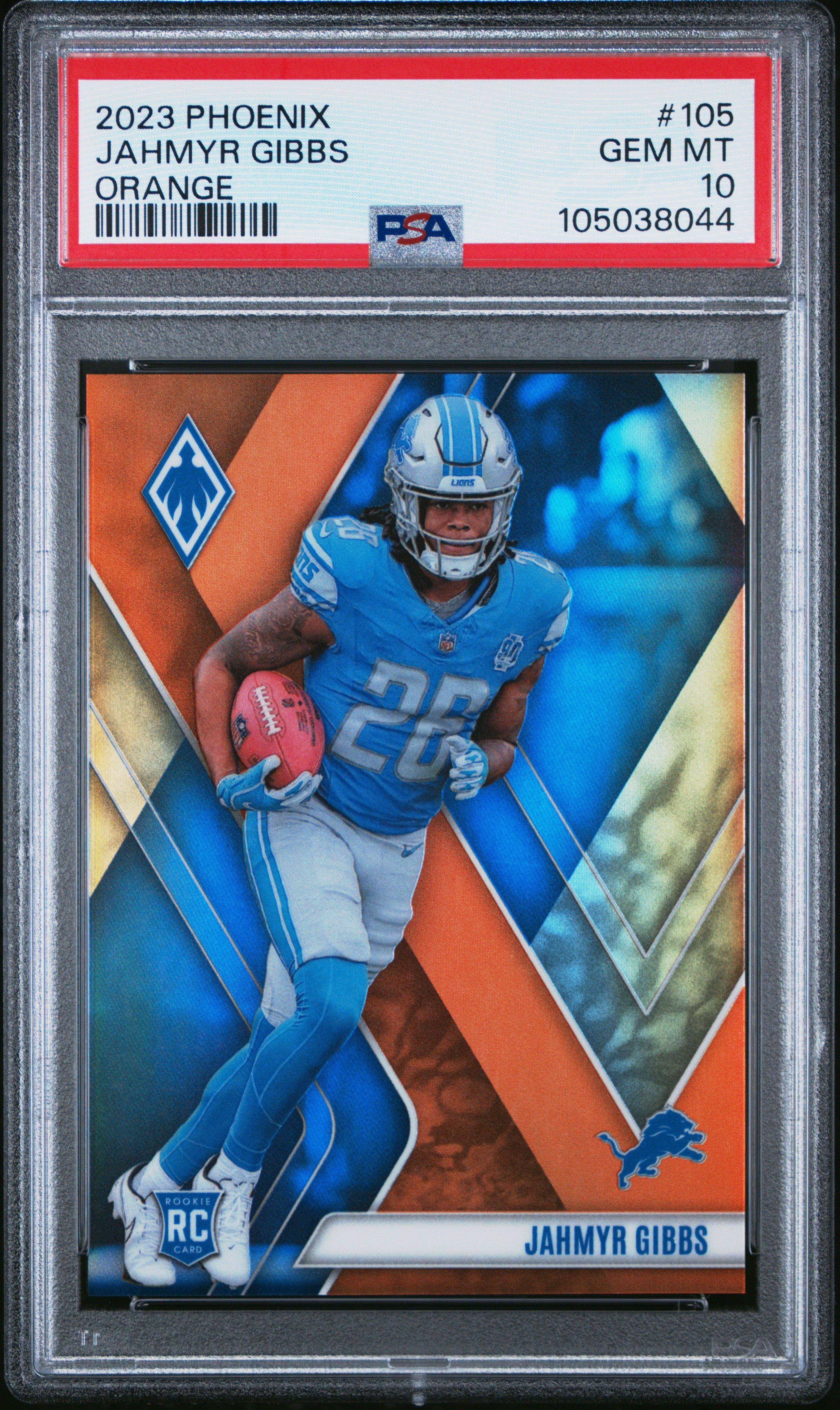2023 Panini Phoenix 105 Jahmyr Gibbs Orange PSA 10